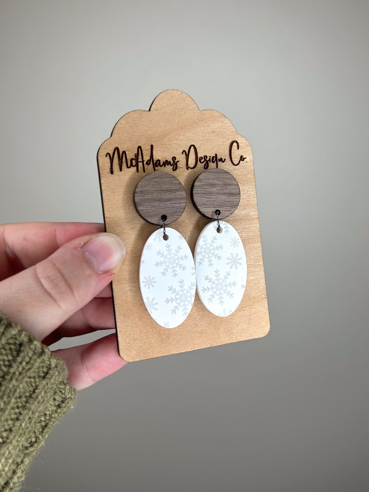 Wood & Snow Acrylic Earrings