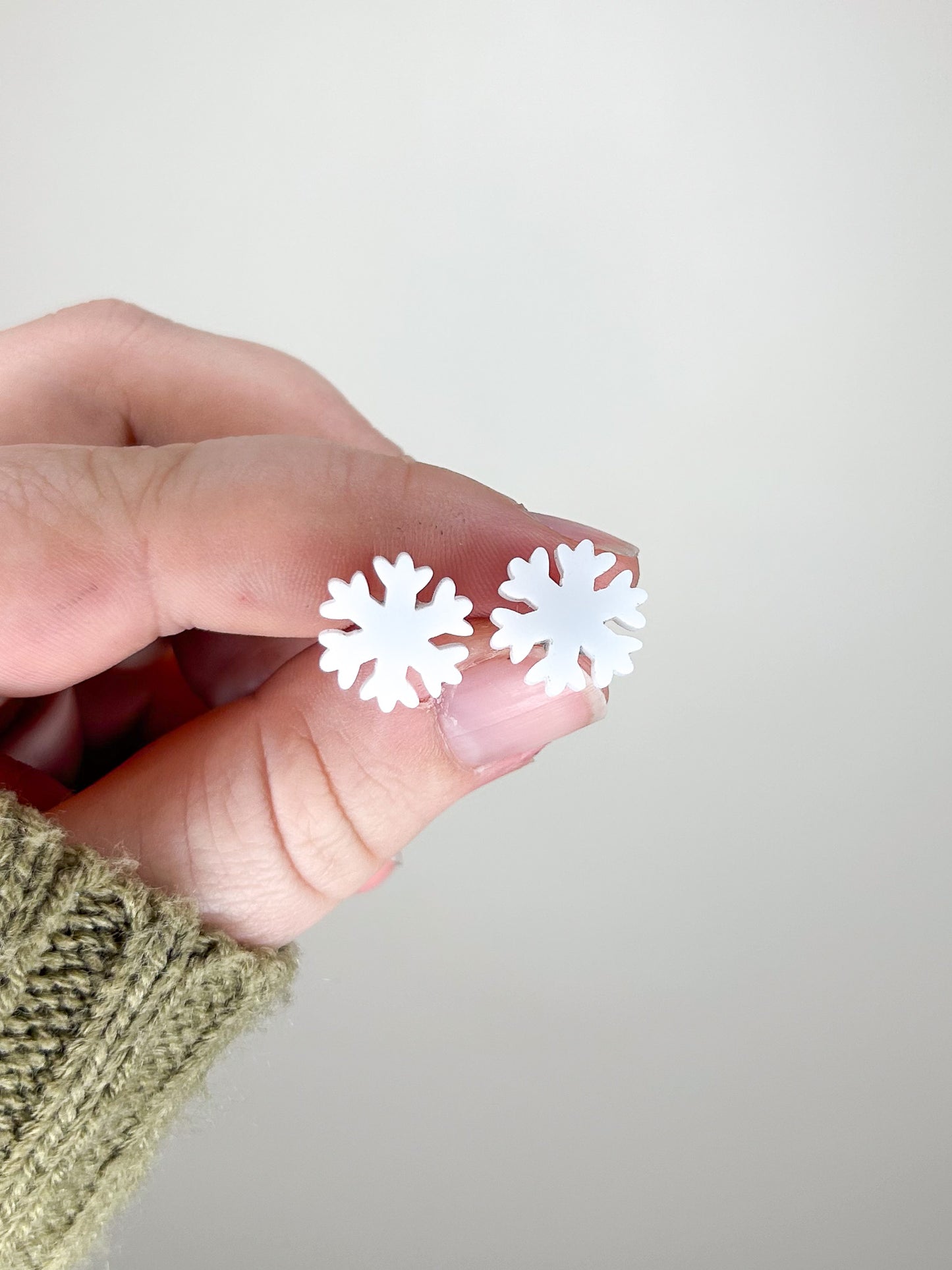 Matte White Snowflake Acrylic Studs