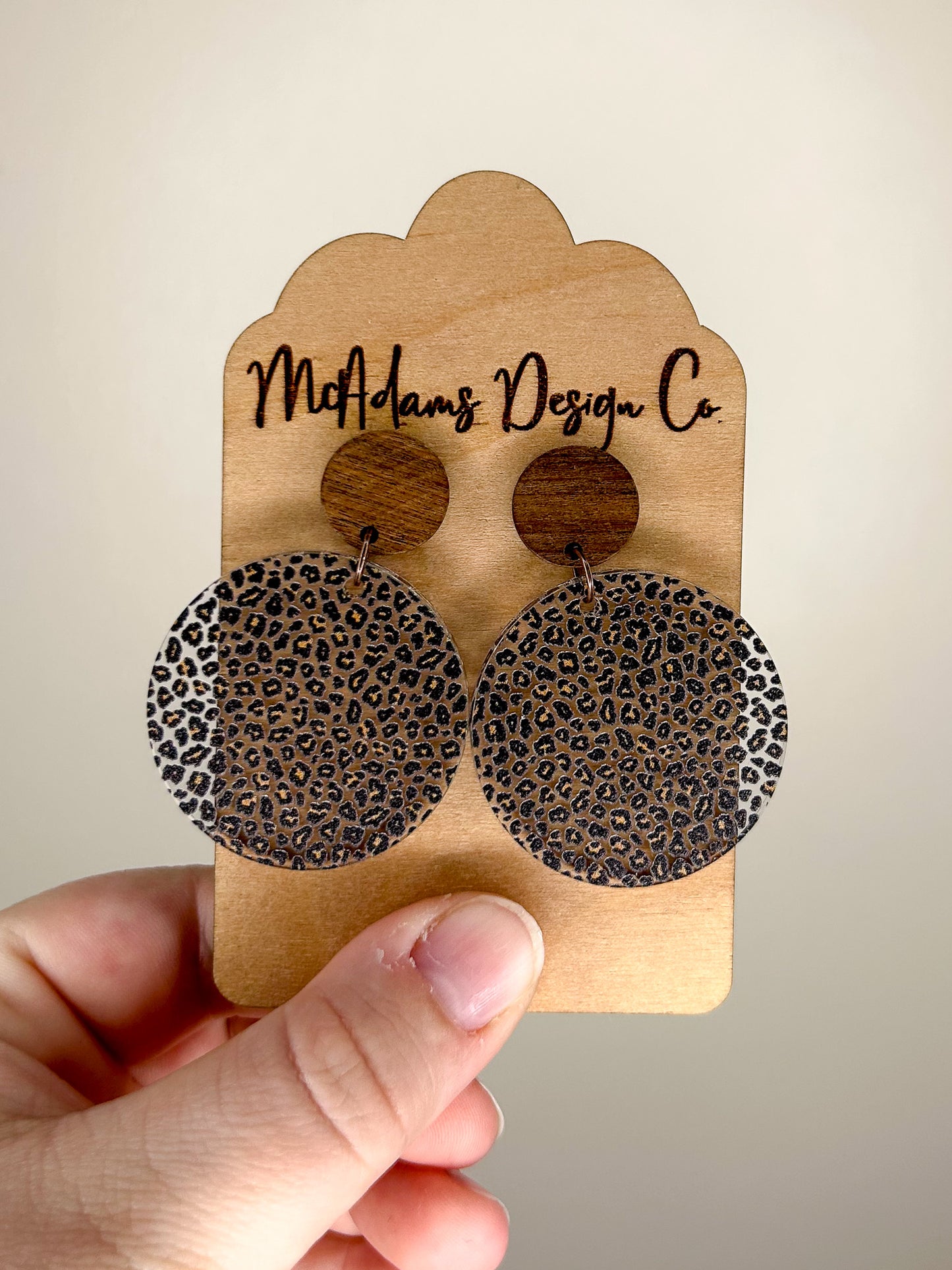 Wood & Cheetah Earrings