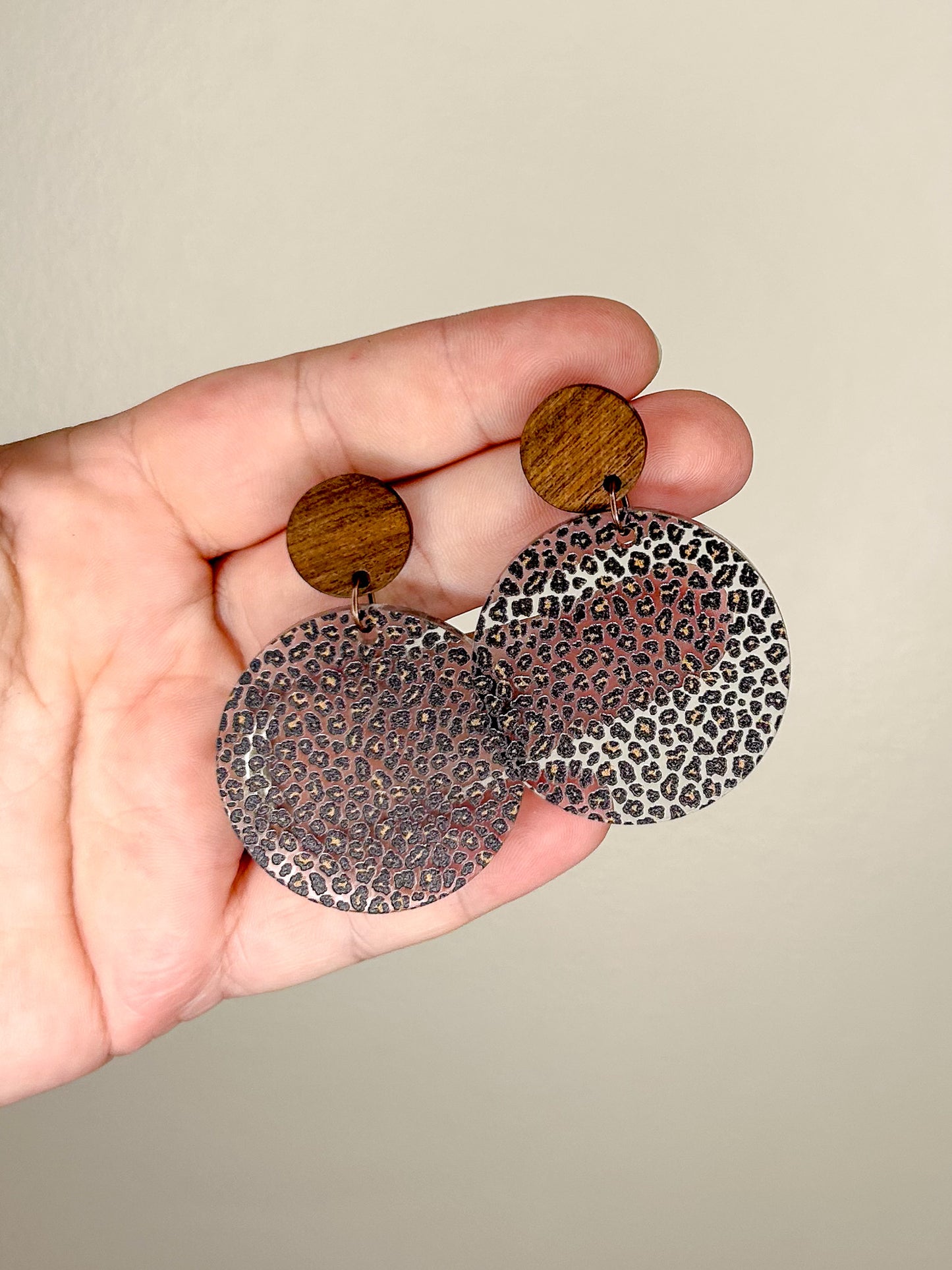 Wood & Cheetah Earrings