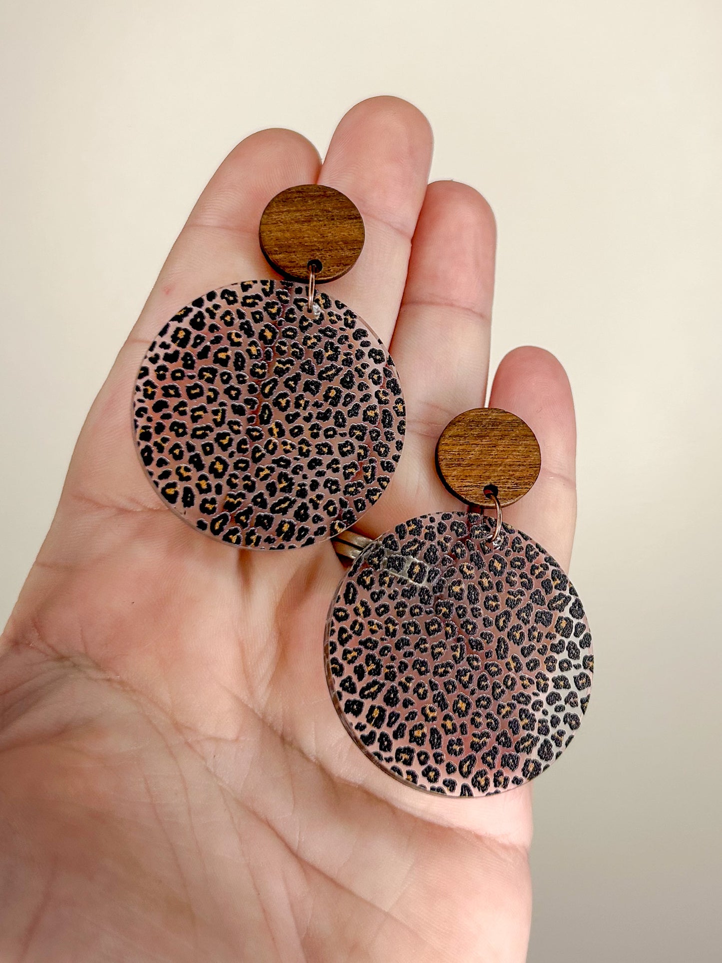 Wood & Cheetah Earrings