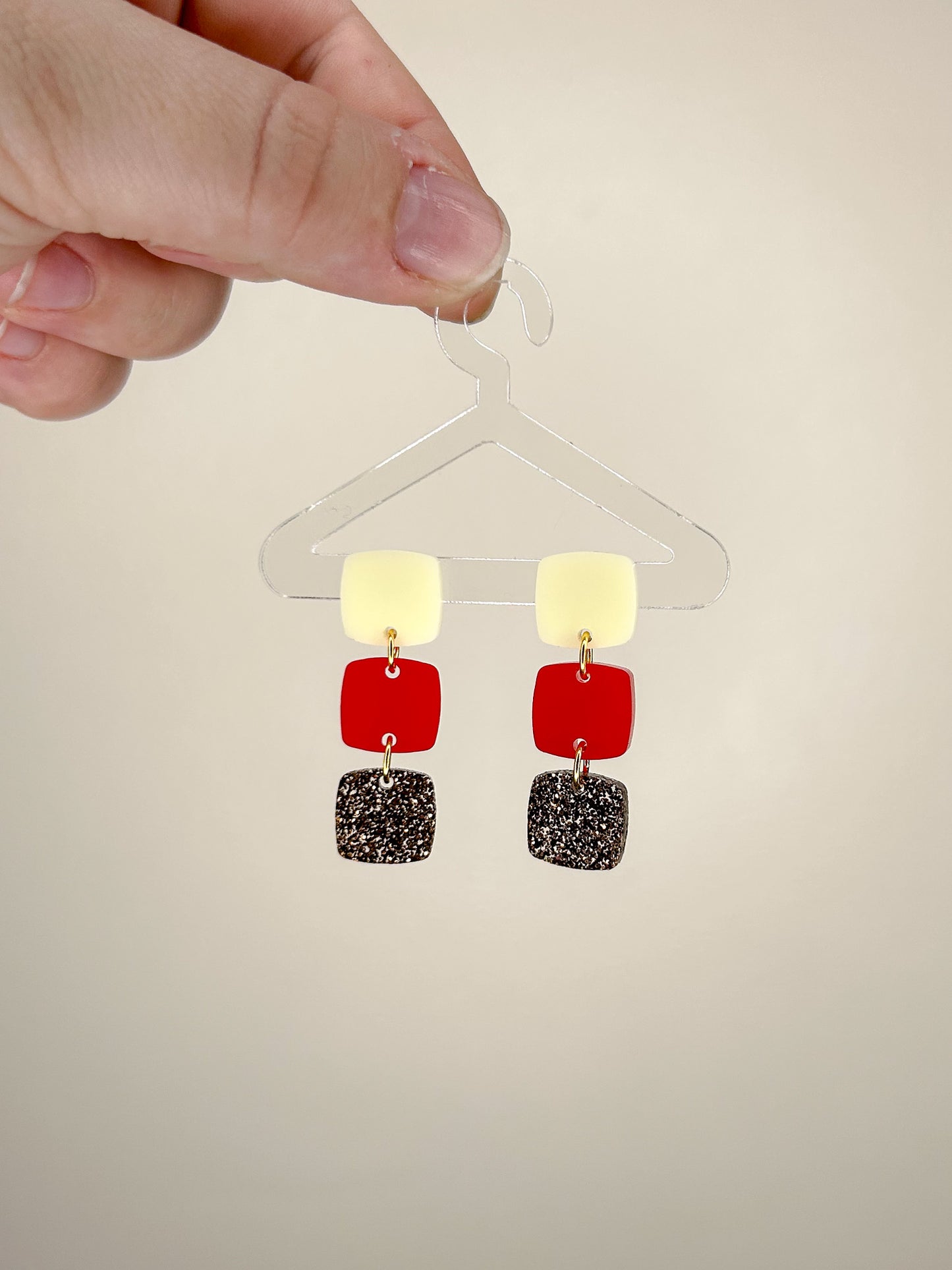 Stacked Red Acrylic Earrings