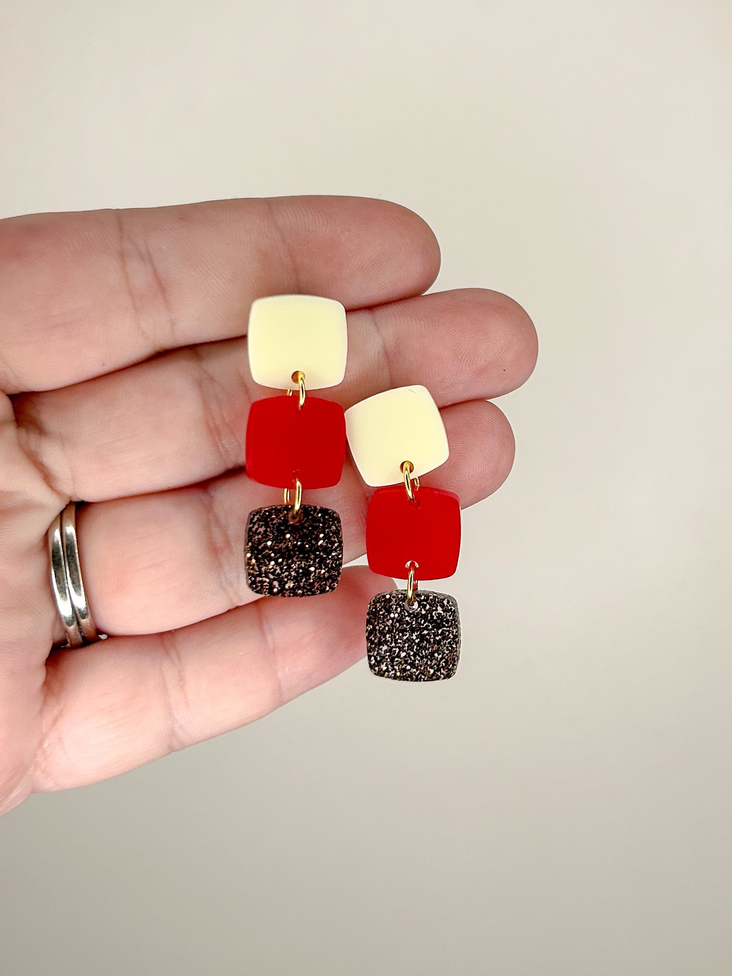 Stacked Red Acrylic Earrings