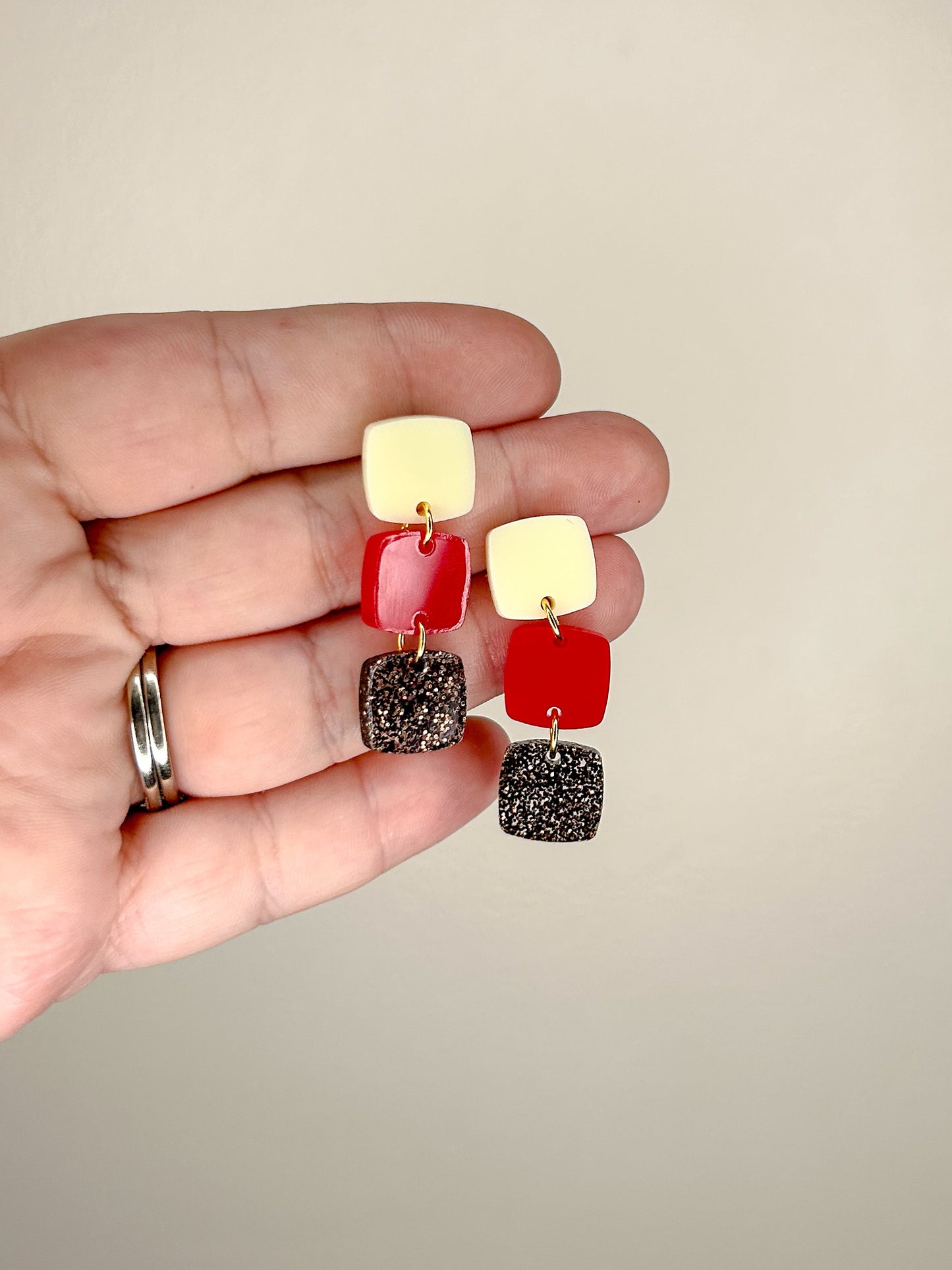 Stacked Red Acrylic Earrings