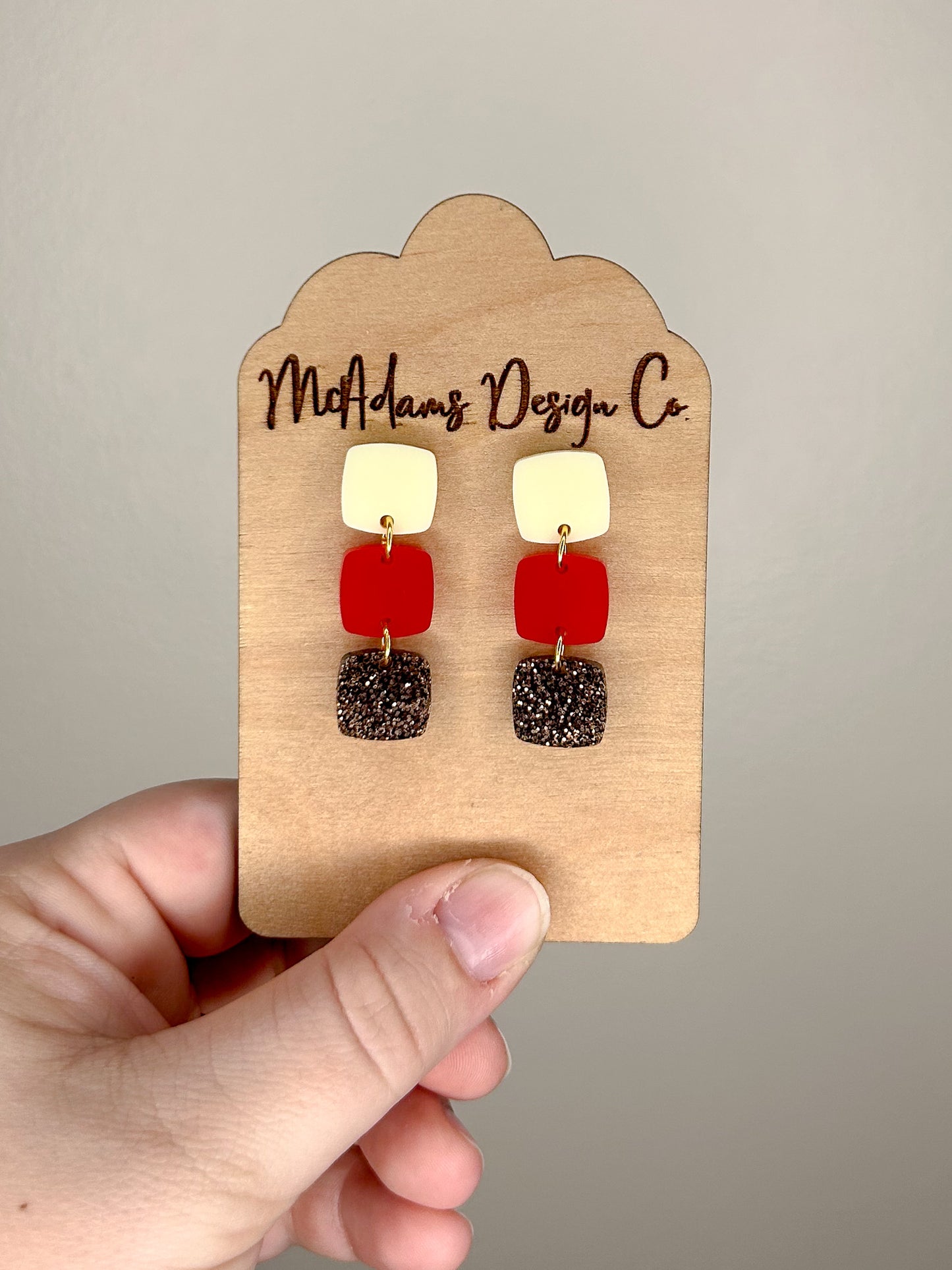 Stacked Red Acrylic Earrings