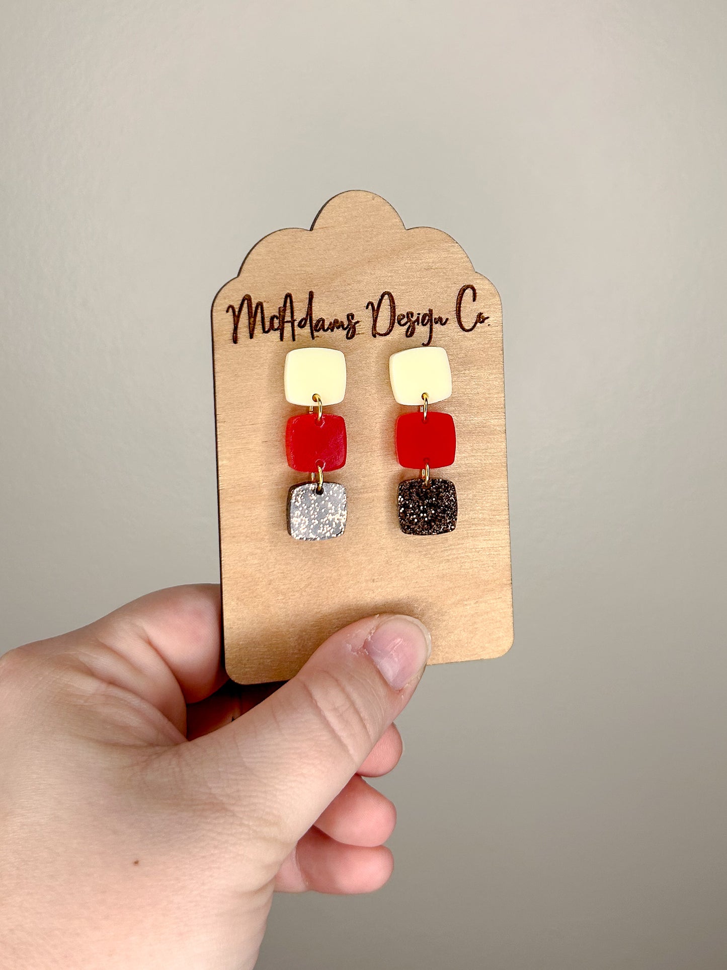 Stacked Red Acrylic Earrings