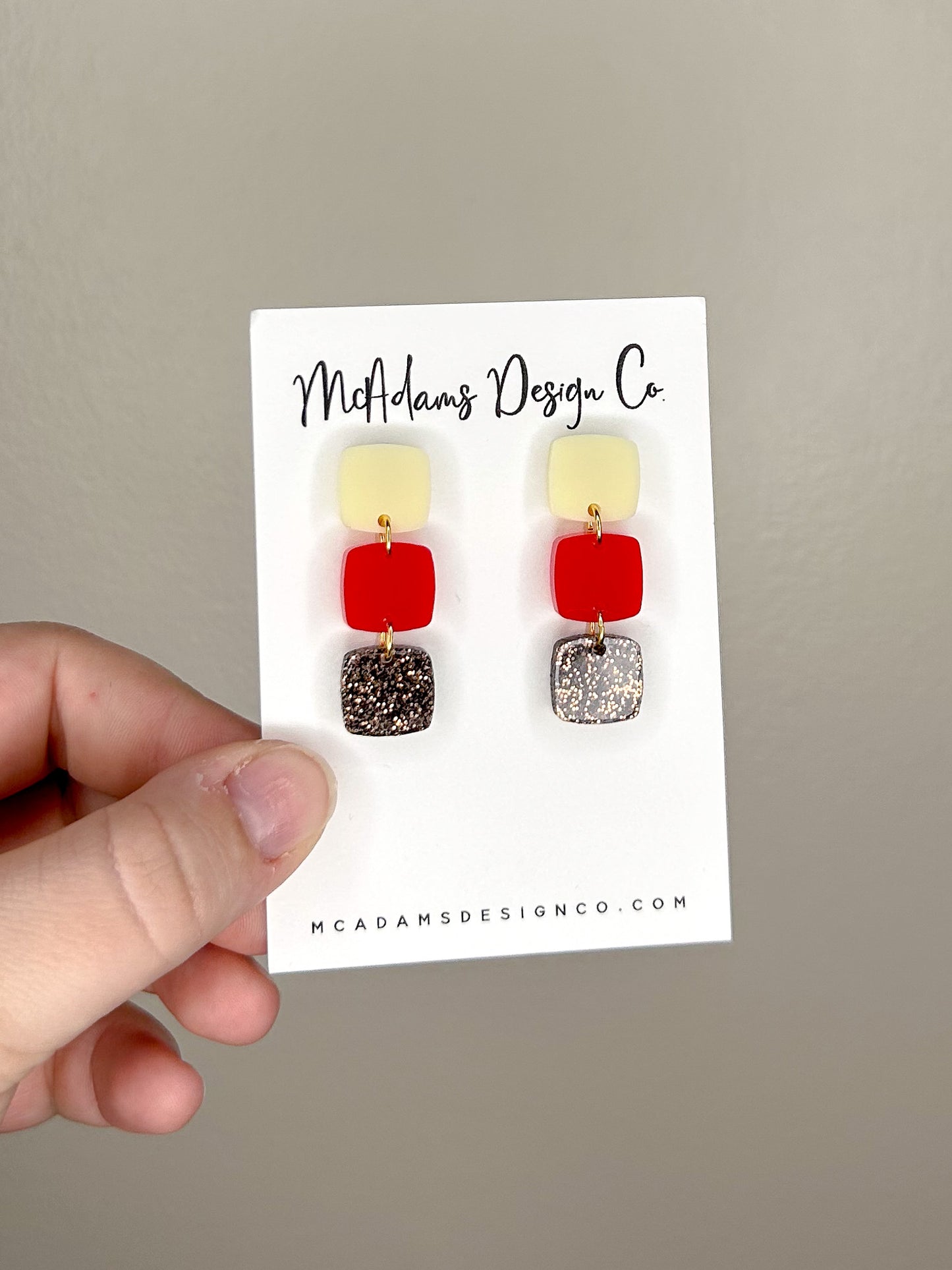 Stacked Red Acrylic Earrings