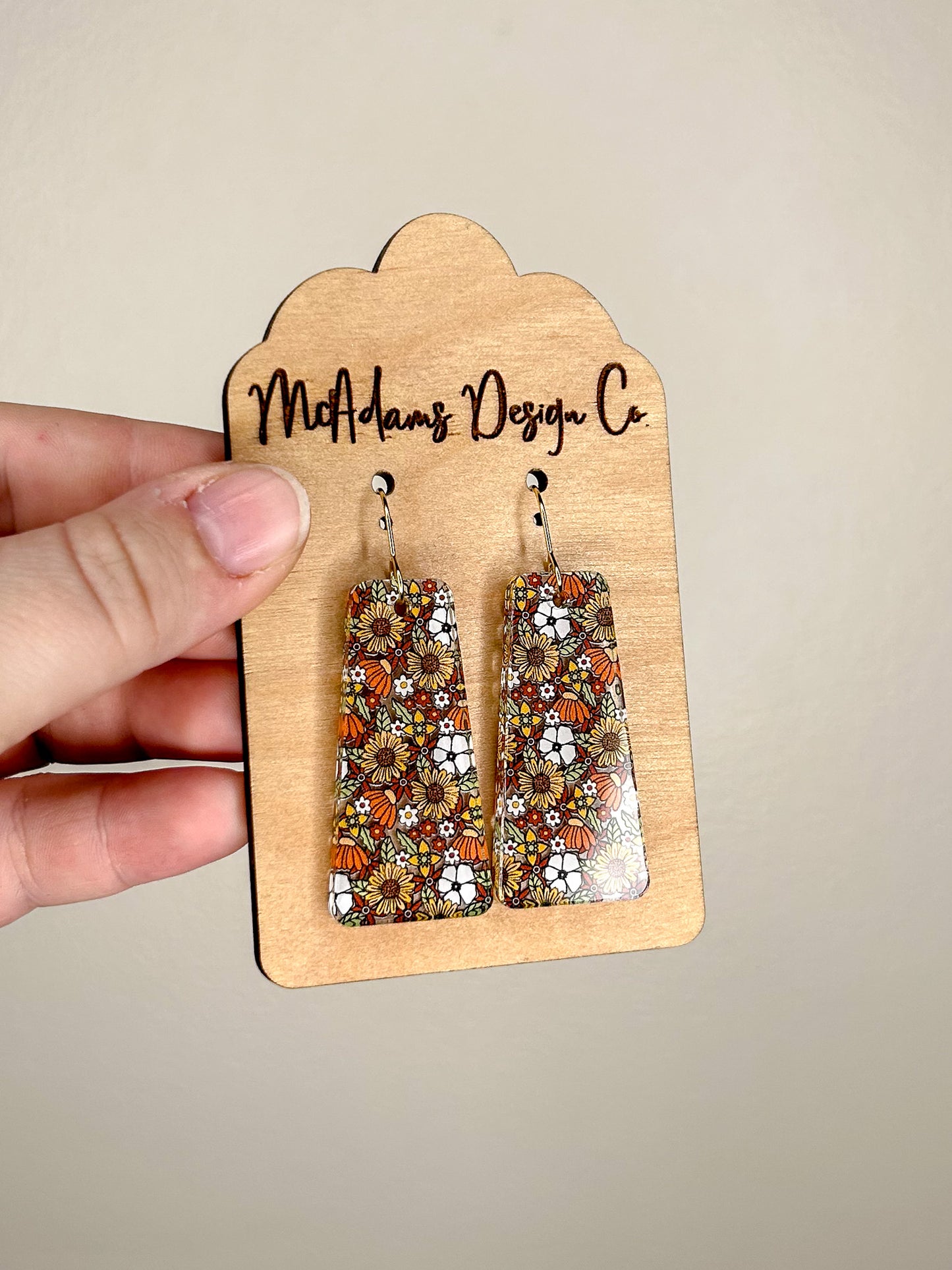 70s Floral Acrylic Earrings