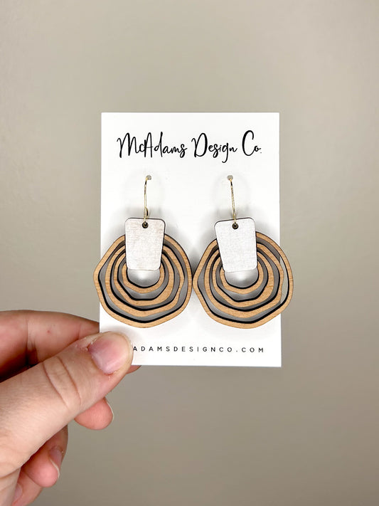 Wavy Hoop Wooden Earrings