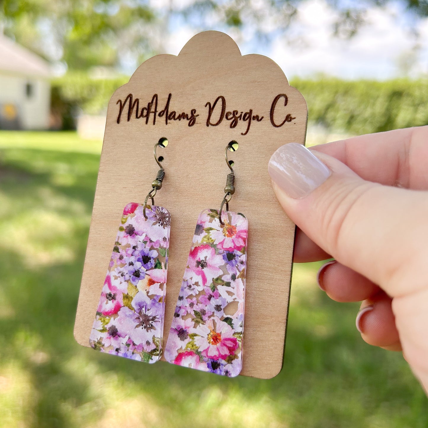 Watercolor Floral Acrylic Earrings