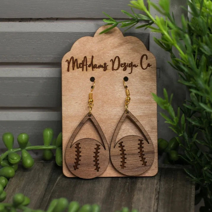 Wooden Baseball Earrings (5 Pairs)