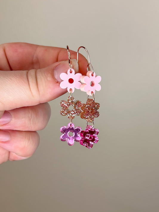 Stacked Pastel Pink Acrylic Earrings