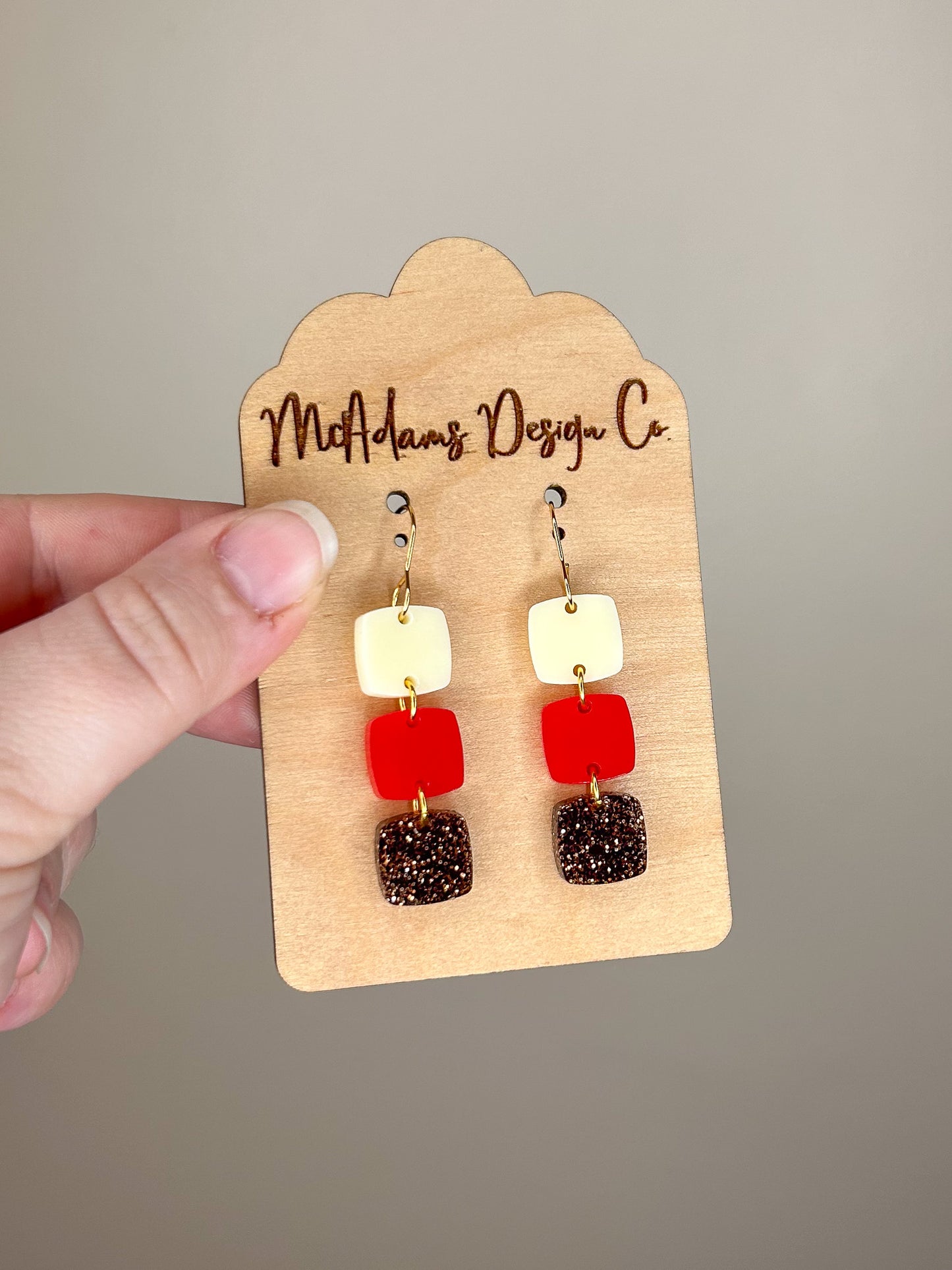 Stacked Red Acrylic Earrings