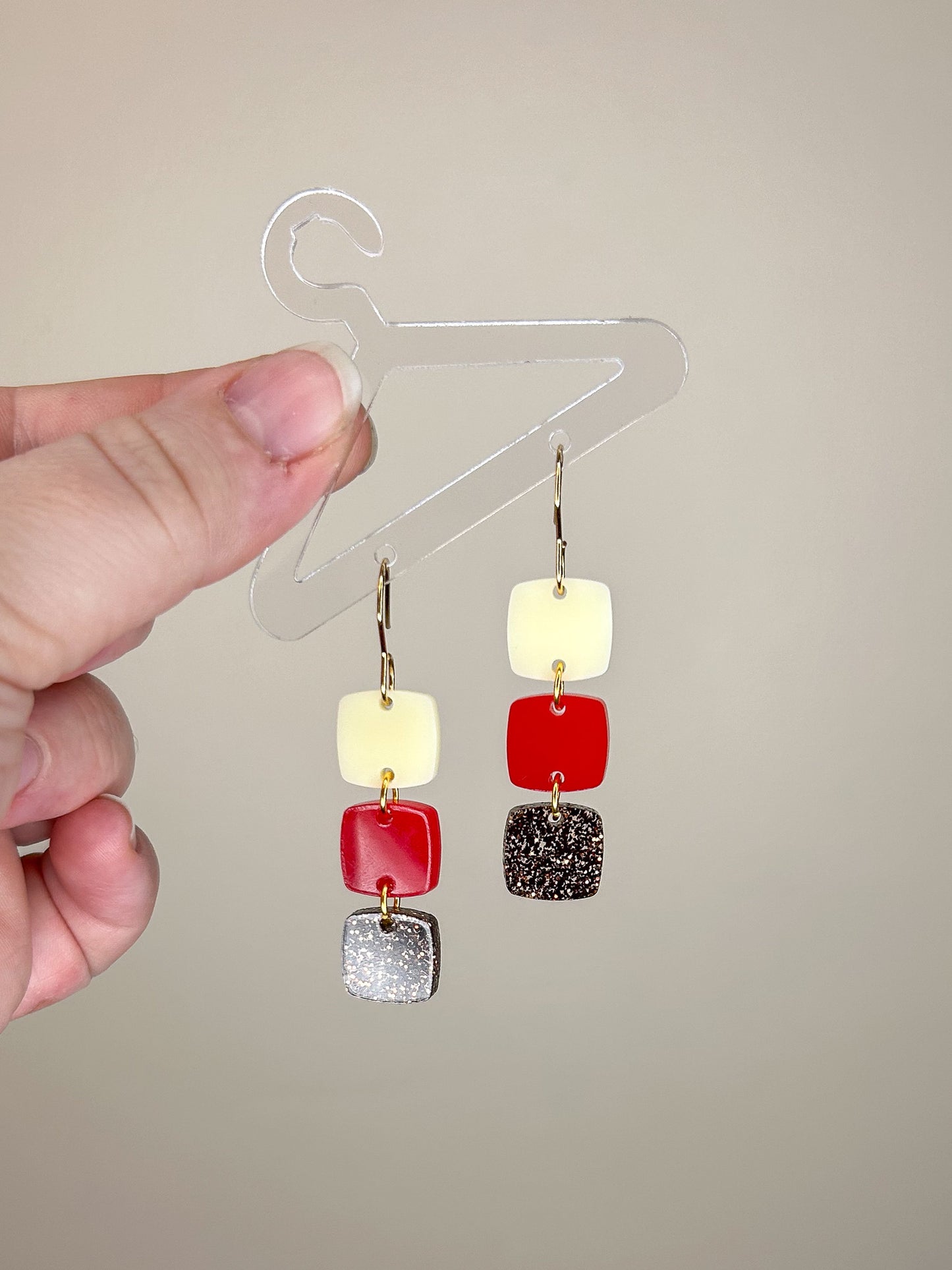 Stacked Red Acrylic Earrings
