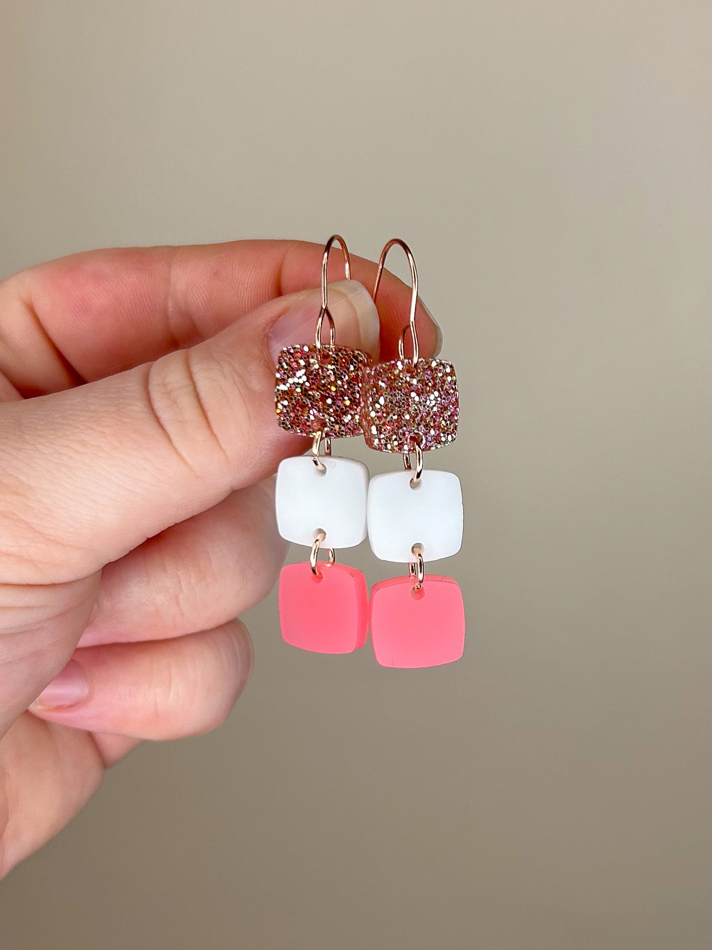 Stacked Pink Acrylic Earrings