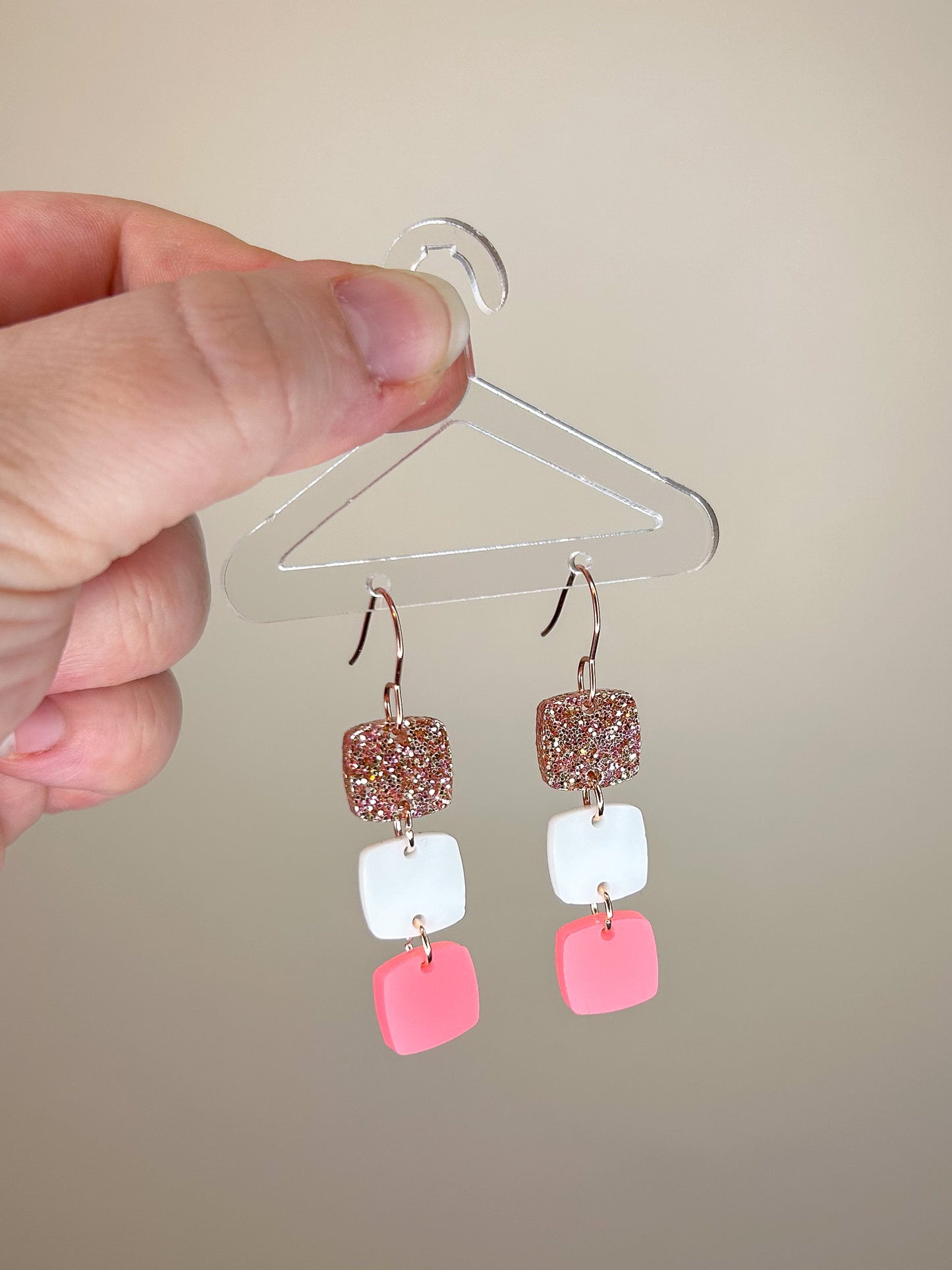 Stacked Pink Acrylic Earrings