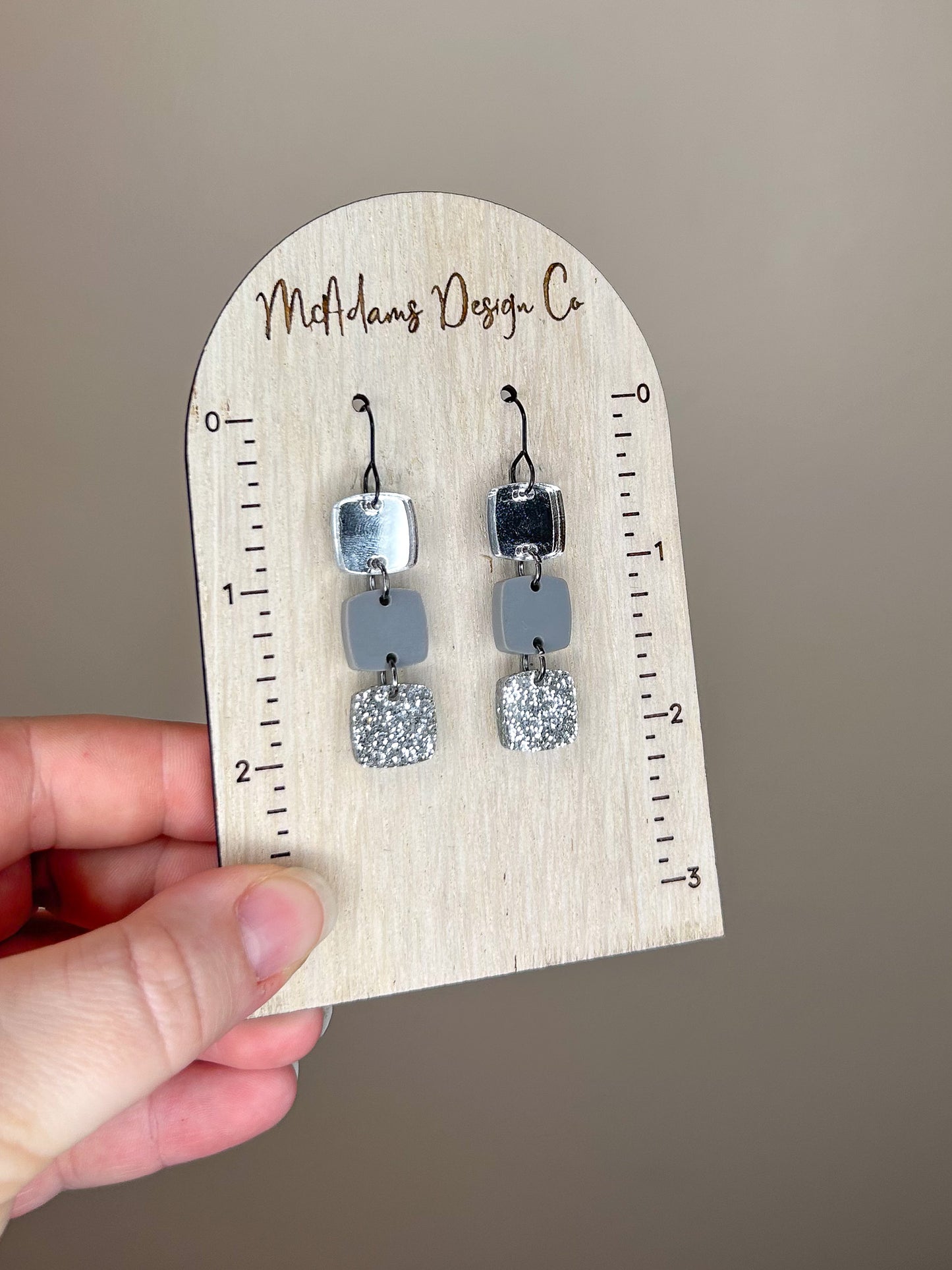 Stacked Silver Acrylic Earrings