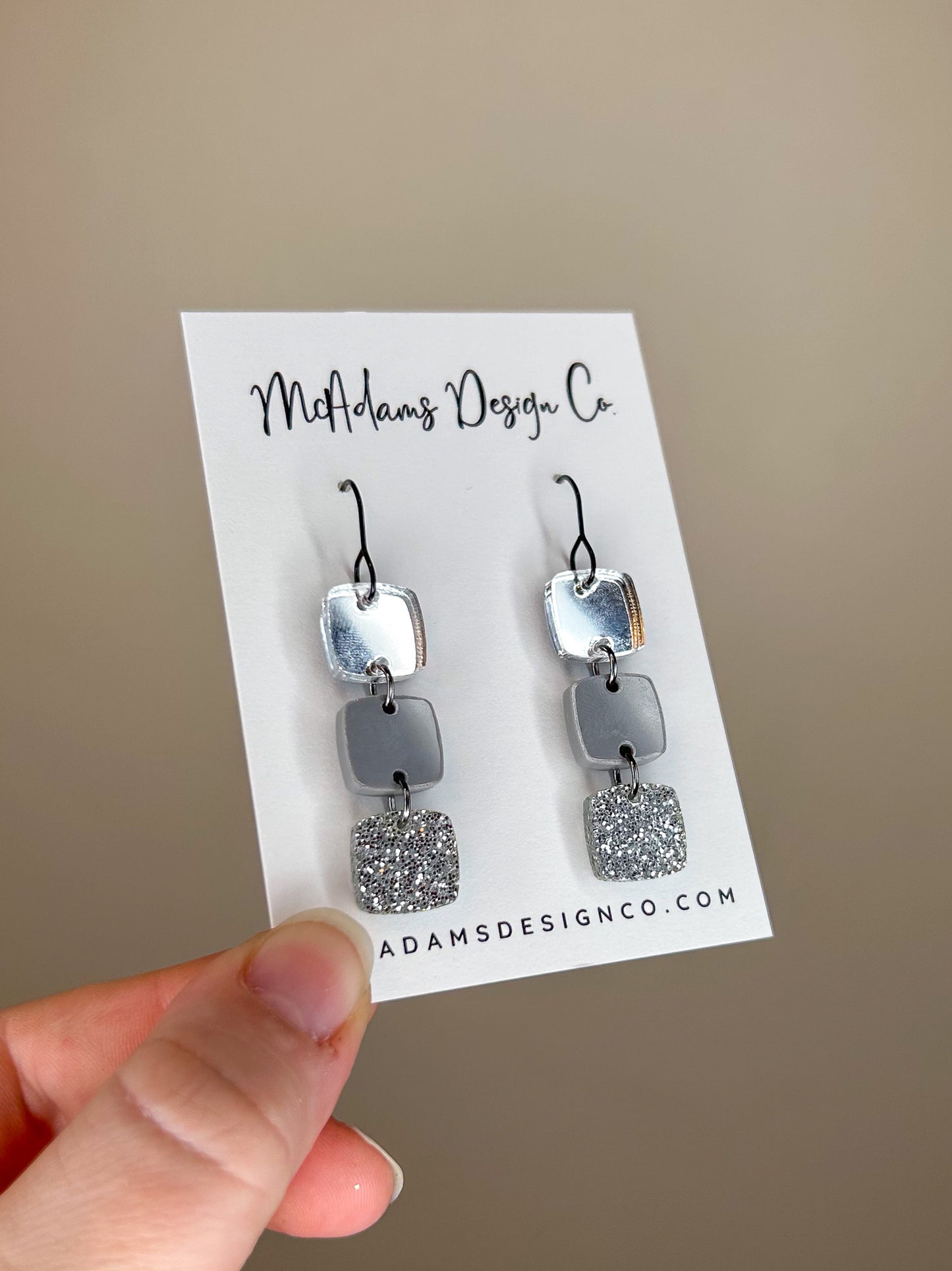 Stacked Silver Acrylic Earrings