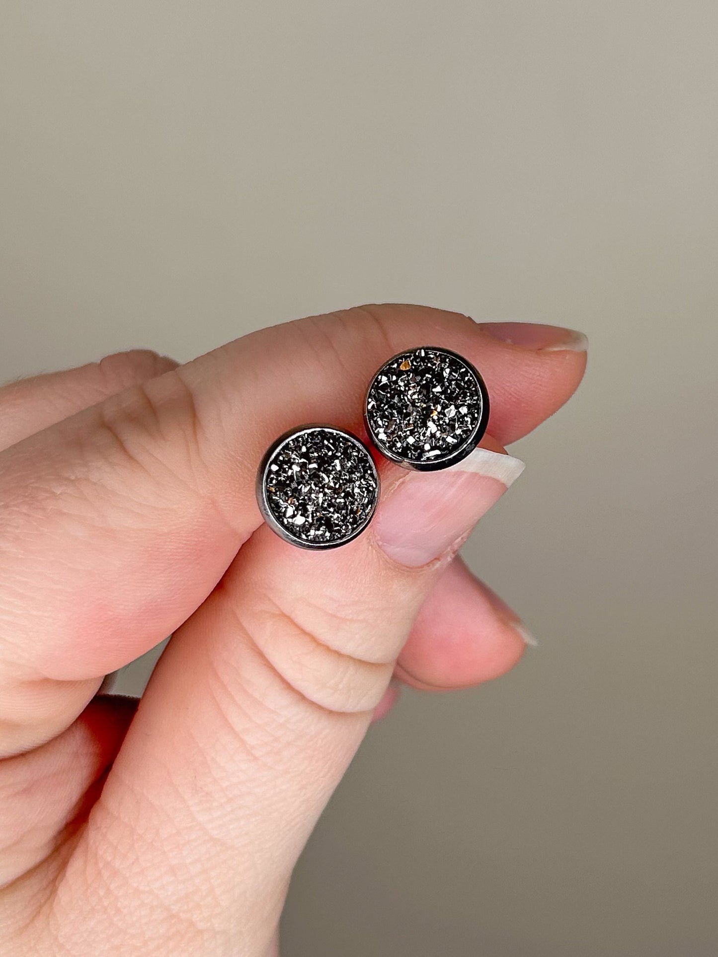 Gunsmoke Druzy Studs