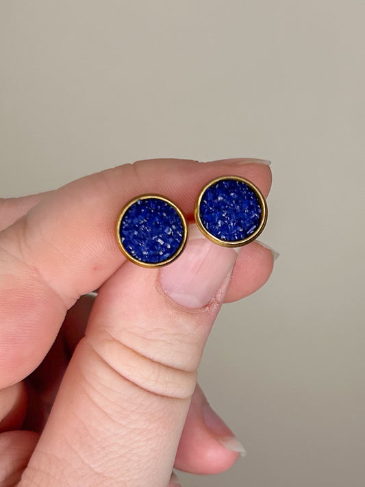 Blue Violet Druzy Studs