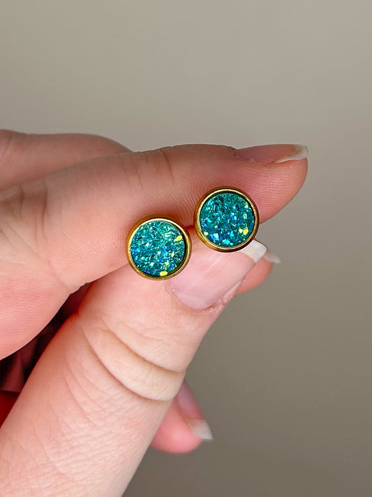 Mini Turquoise Druzy Studs