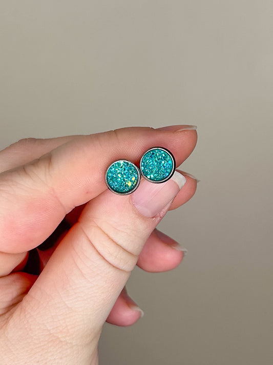 Mini Turquoise Druzy Studs