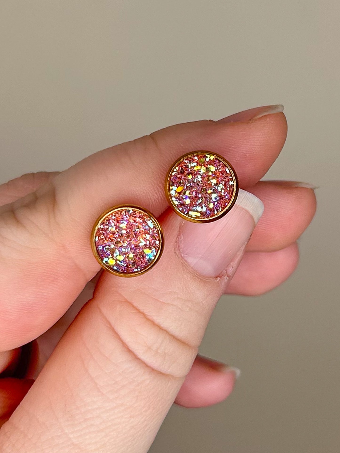 Strawberry Druzy Studs