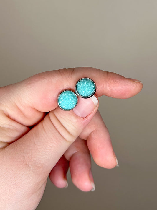 Sky Blue Druzy Studs