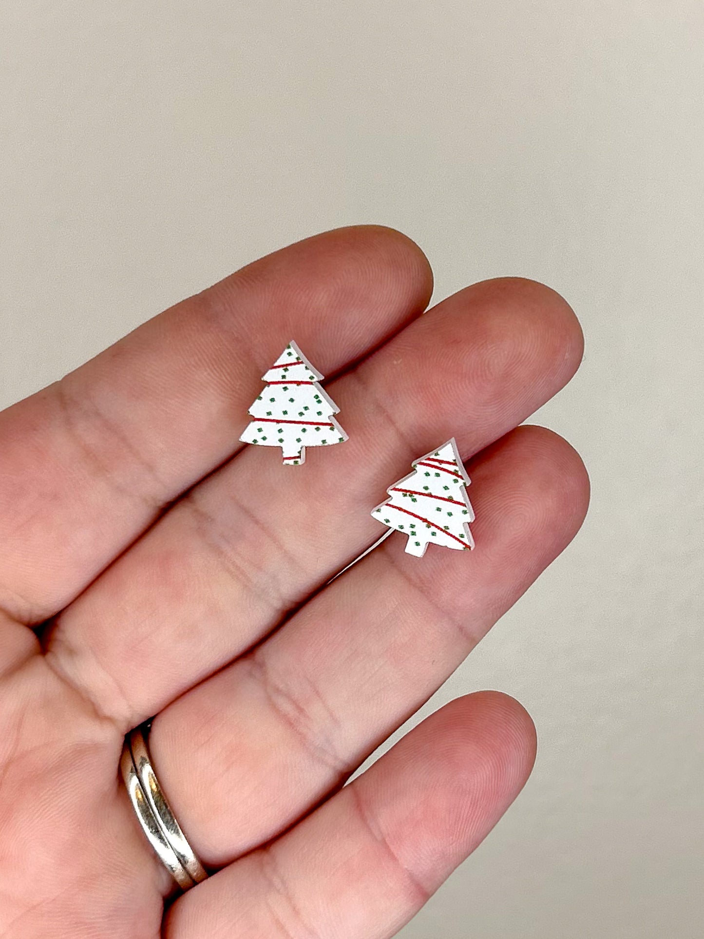 Christmas Tree Cake Acrylic Stud Earrings