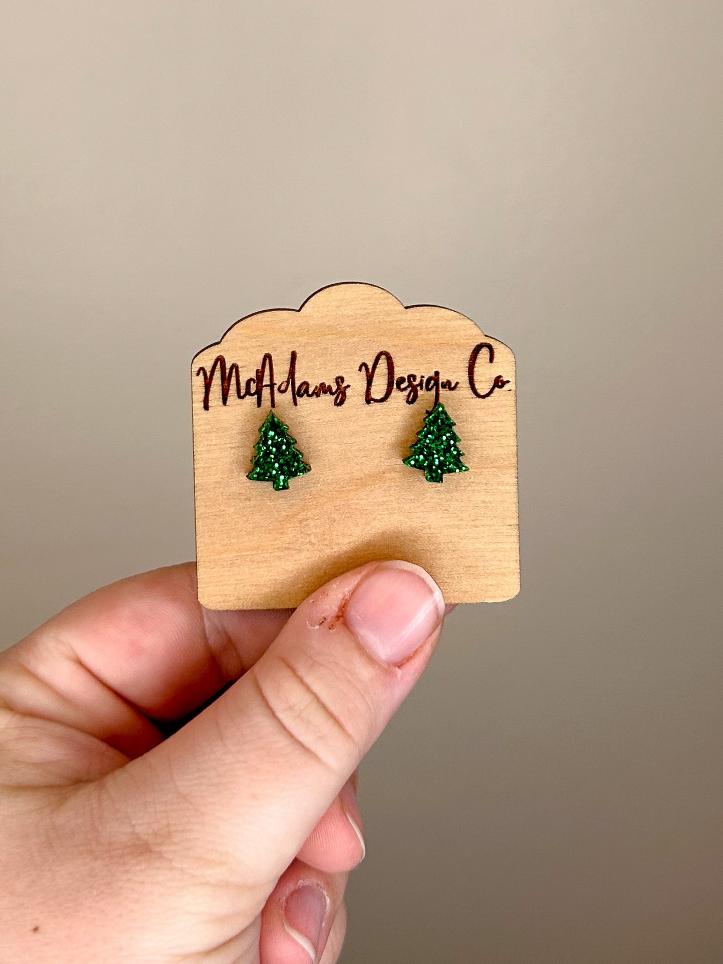 Glitter Christmas Tree Acrylic Studs