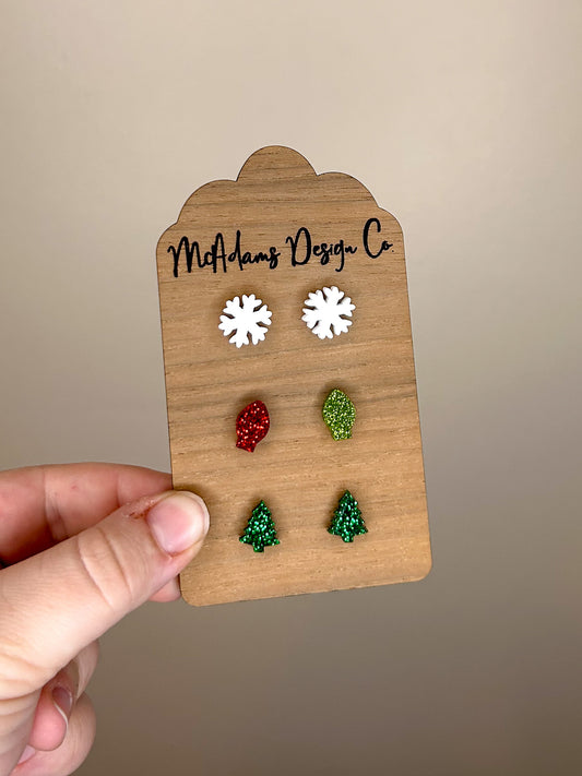 White Christmas Stud Set