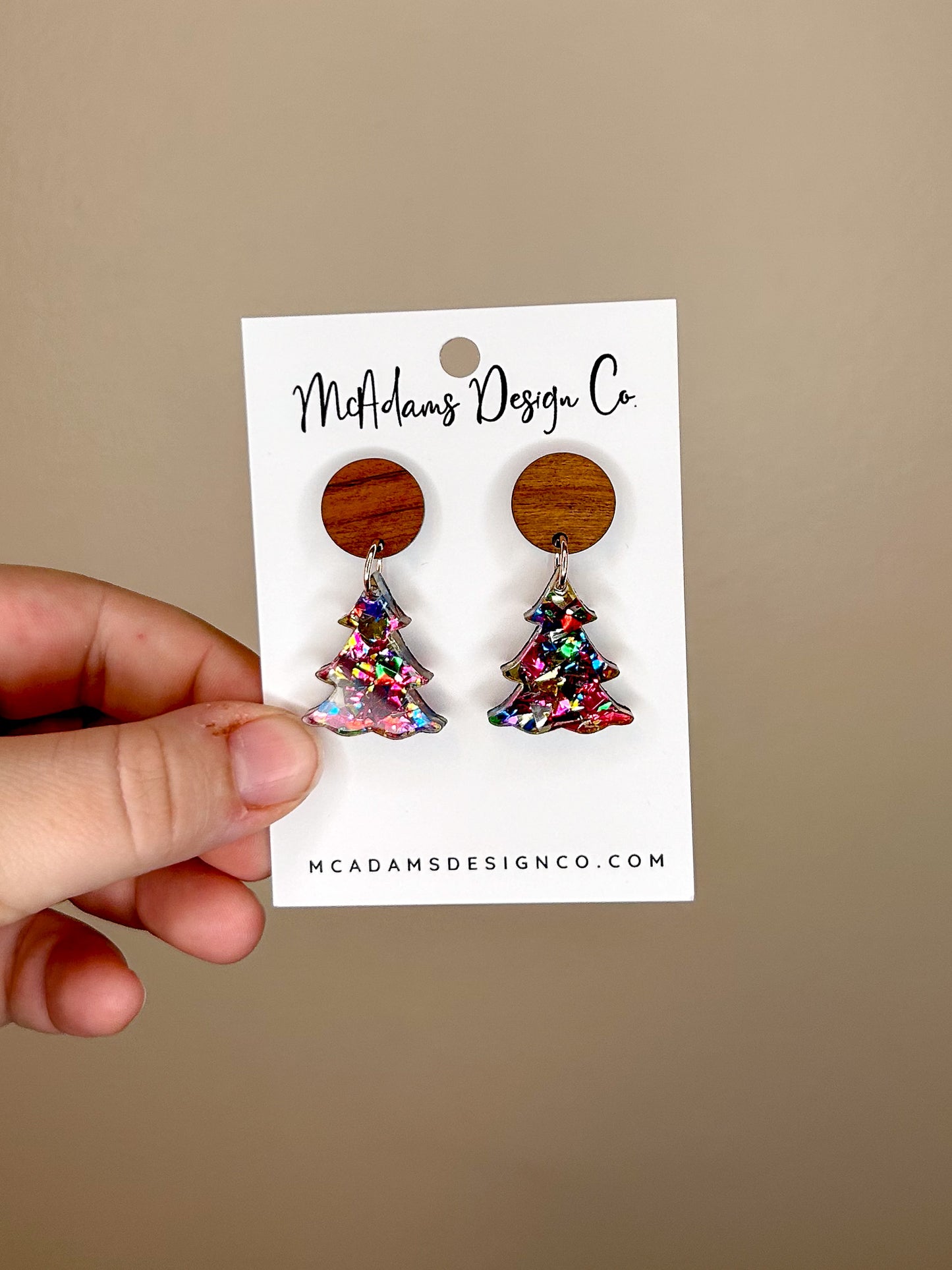 Chunky Rainbow Glitter Tree Acrylic Earring