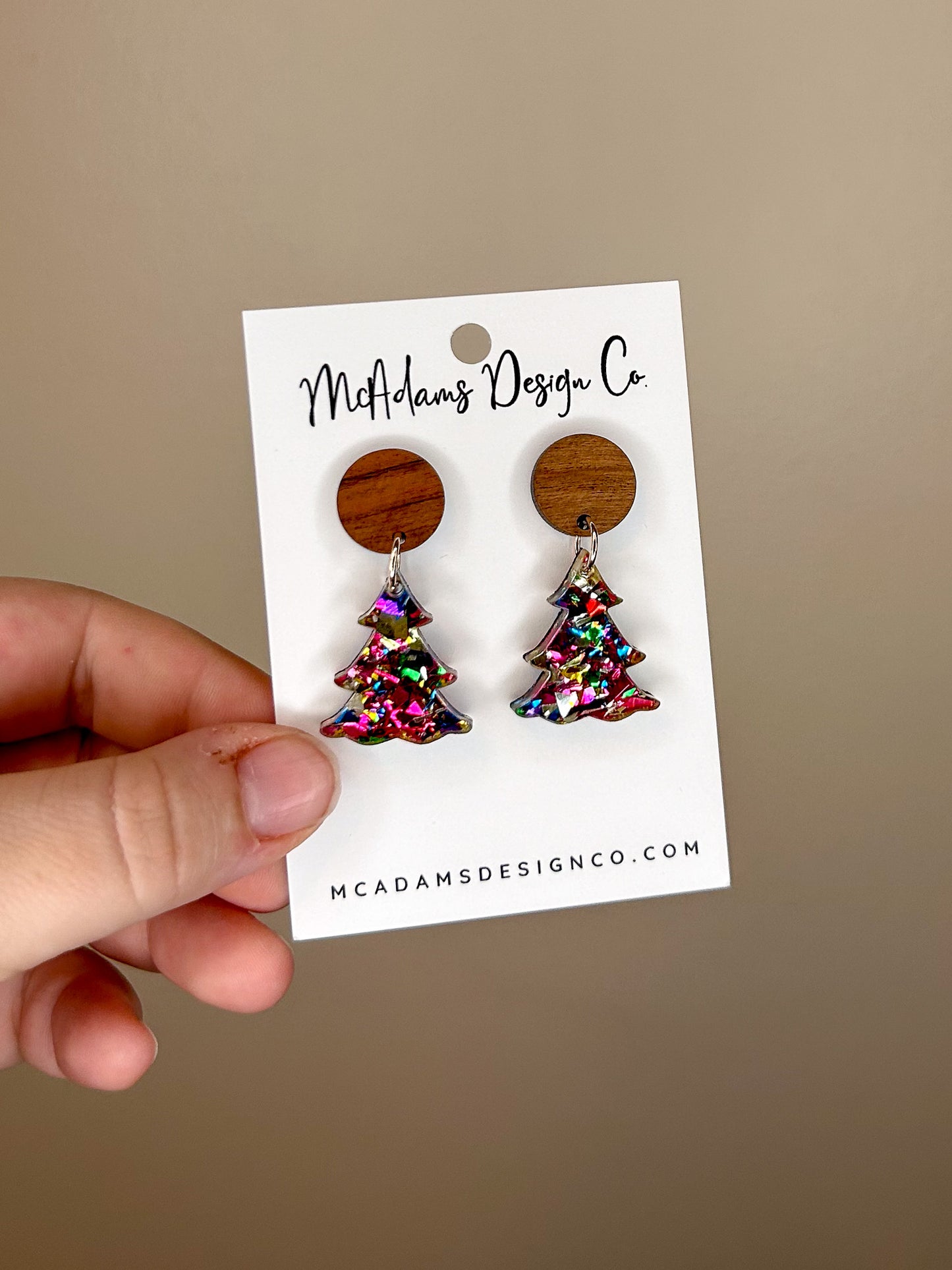 Chunky Rainbow Glitter Tree Acrylic Earring