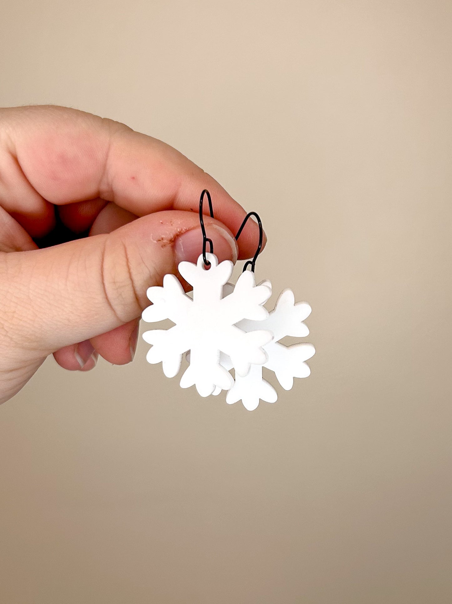 Matte White Snowflake Acrylic Earrings