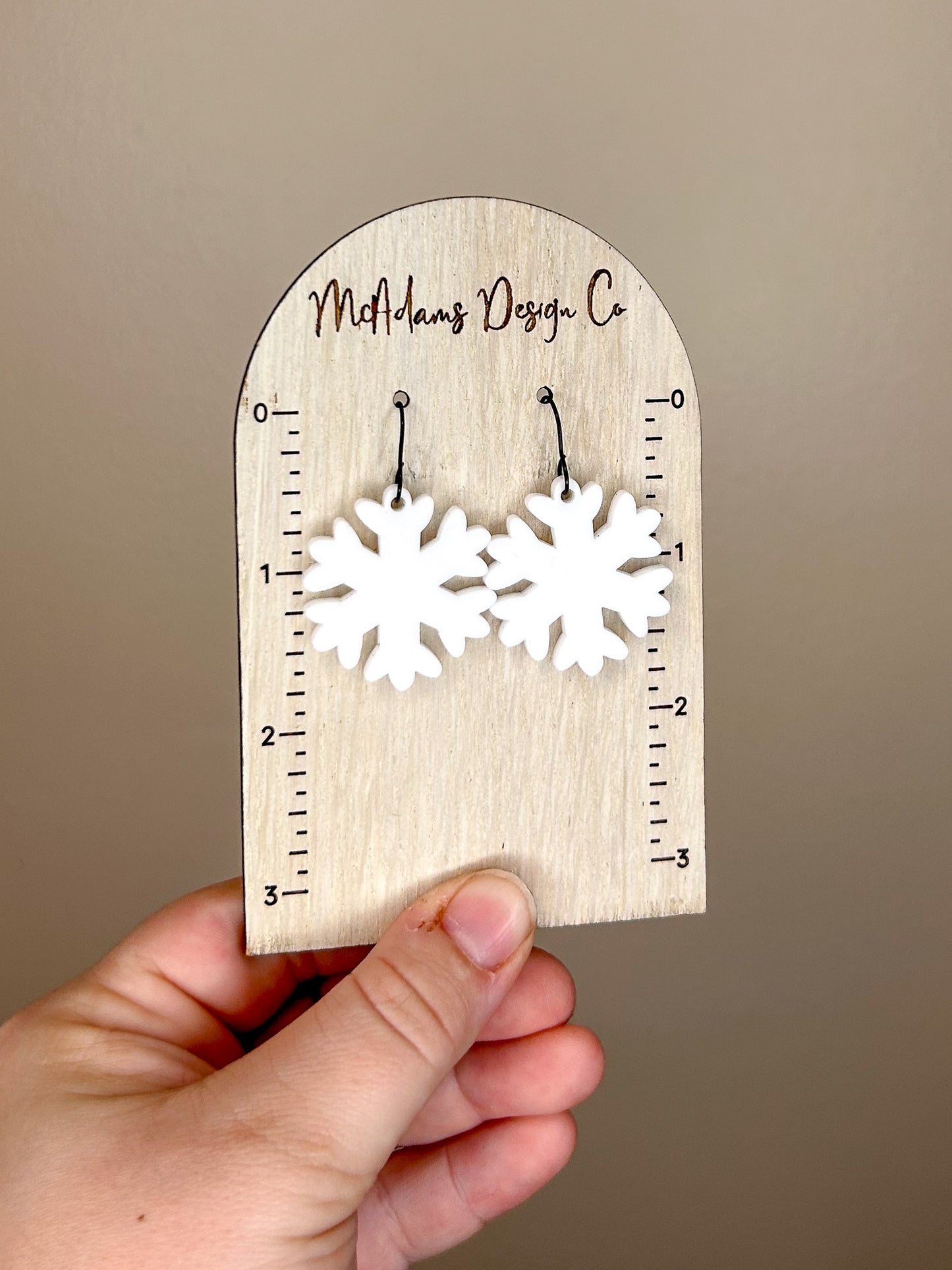 Matte White Snowflake Acrylic Earrings