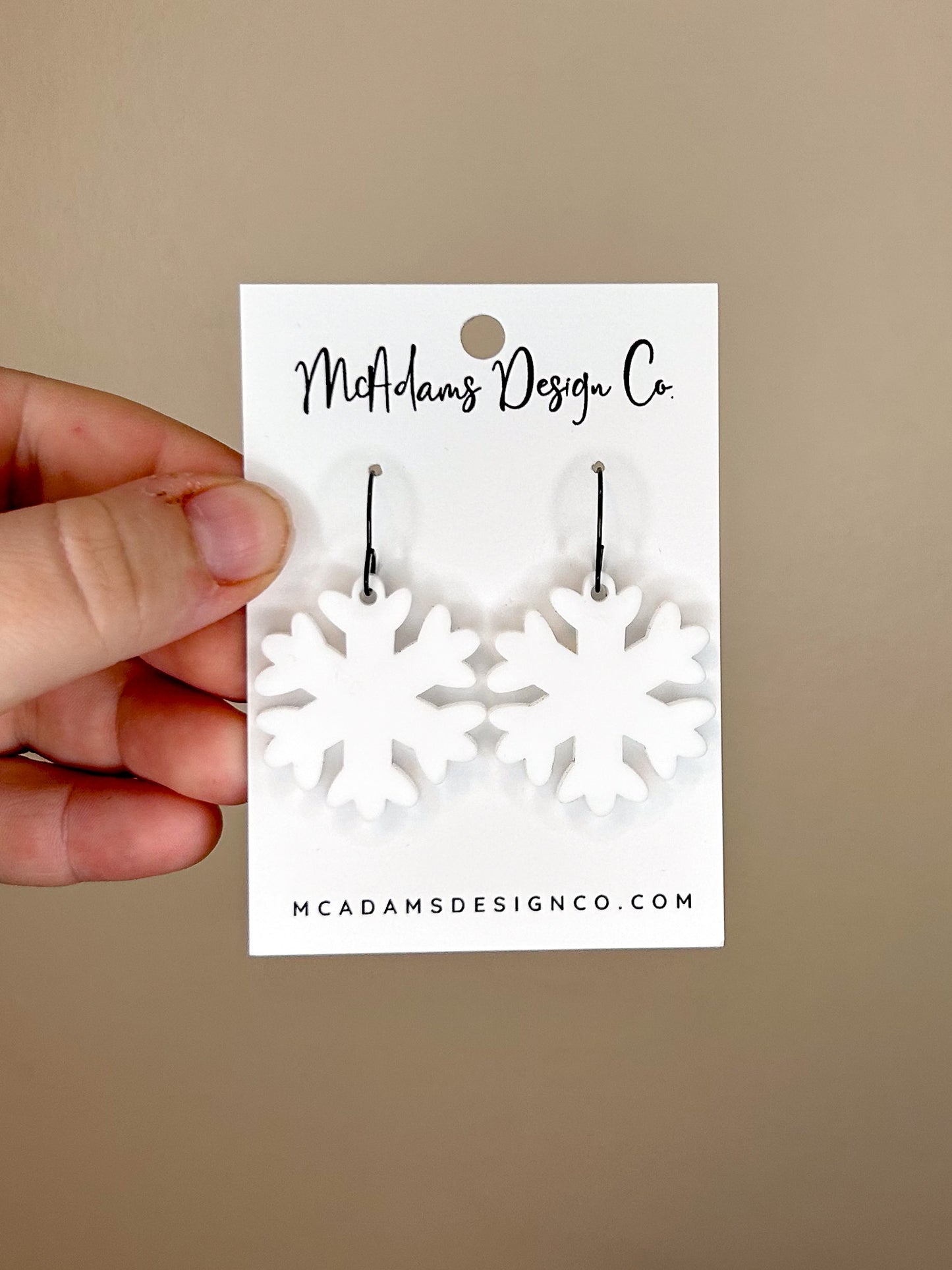 Matte White Snowflake Acrylic Earrings