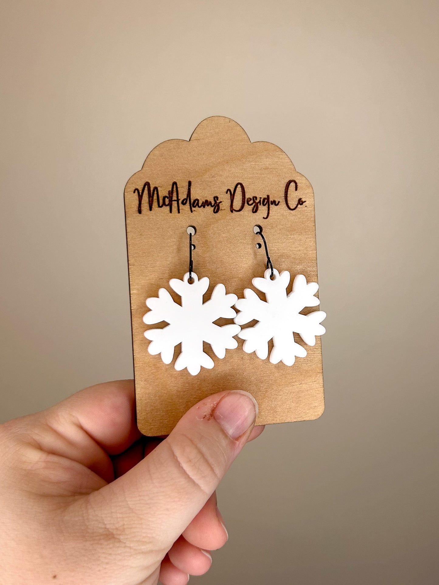 Matte White Snowflake Acrylic Earrings