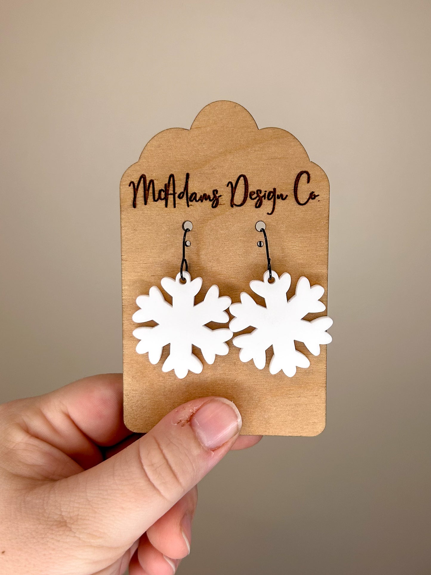 Matte White Snowflake Acrylic Earrings