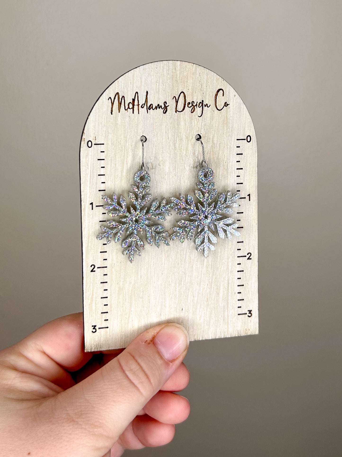 Iridescent Glitter Snowflake Acrylic Earrings