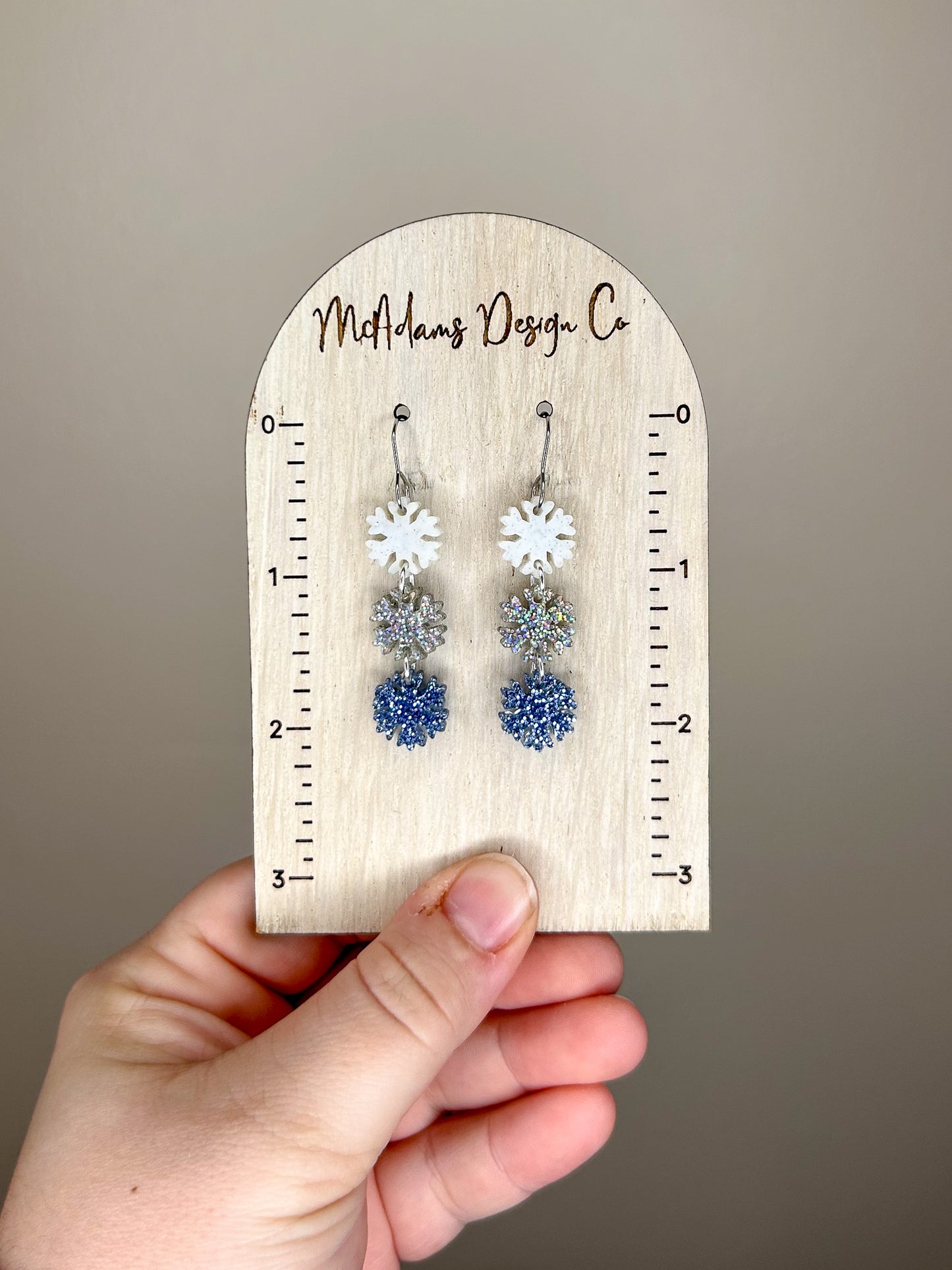 Stacked Glitter Snowflake Acrylic Earrings