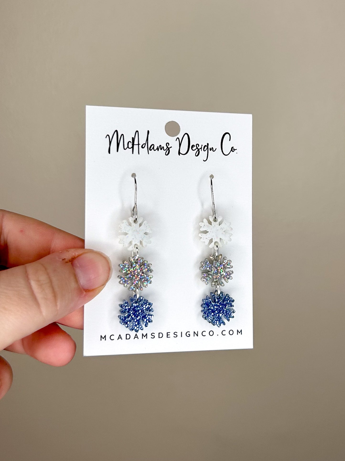 Stacked Glitter Snowflake Acrylic Earrings