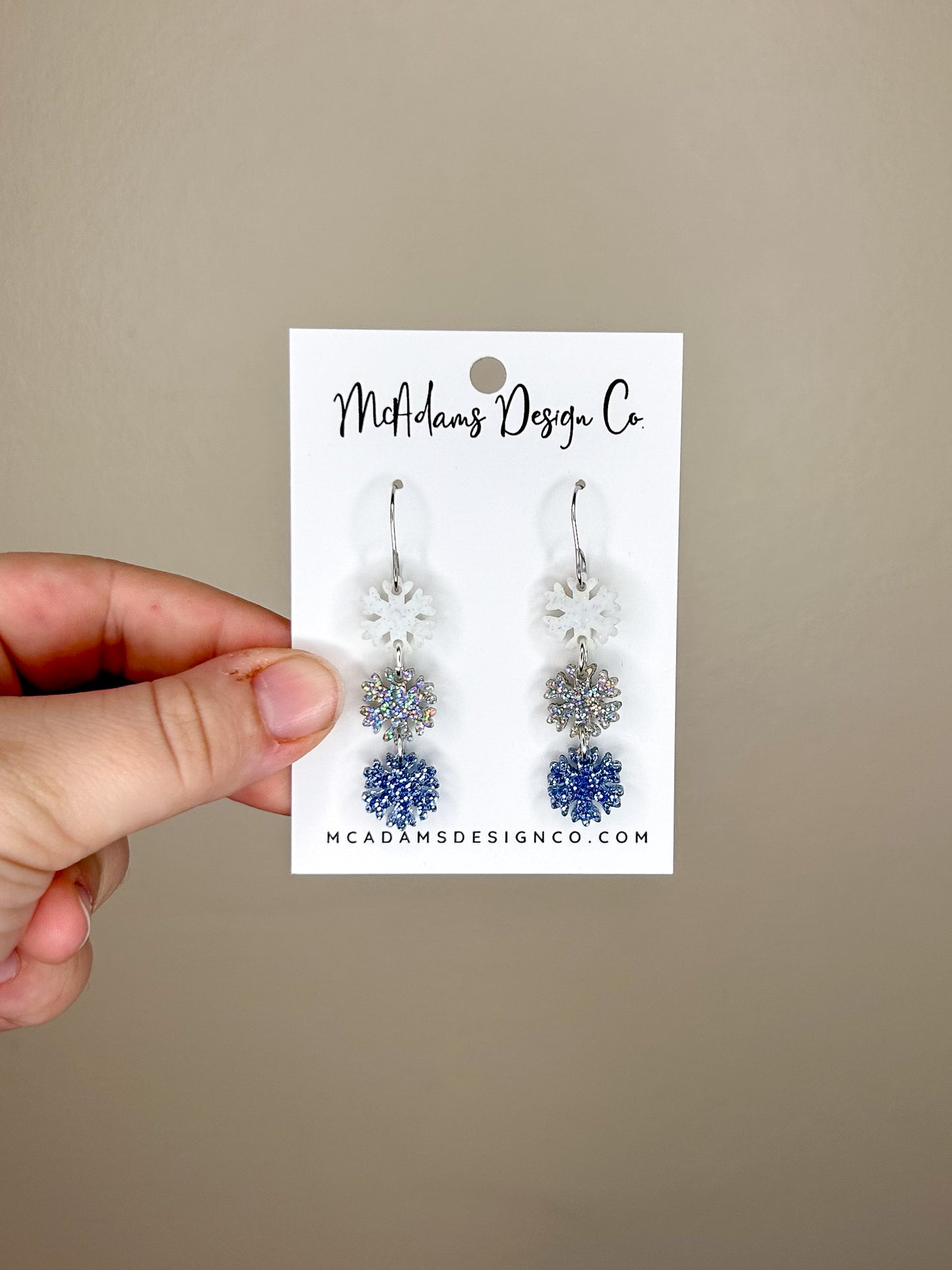 Stacked Glitter Snowflake Acrylic Earrings