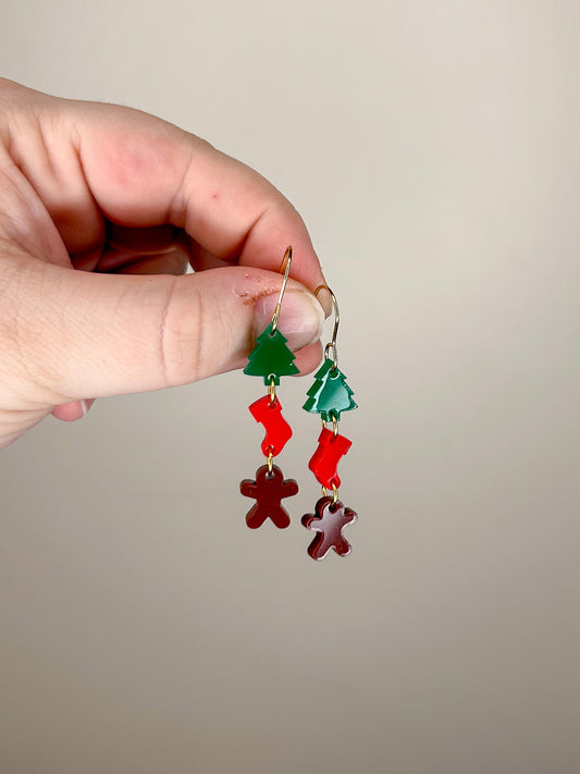 Stacked Christmas Acrylic Earrings