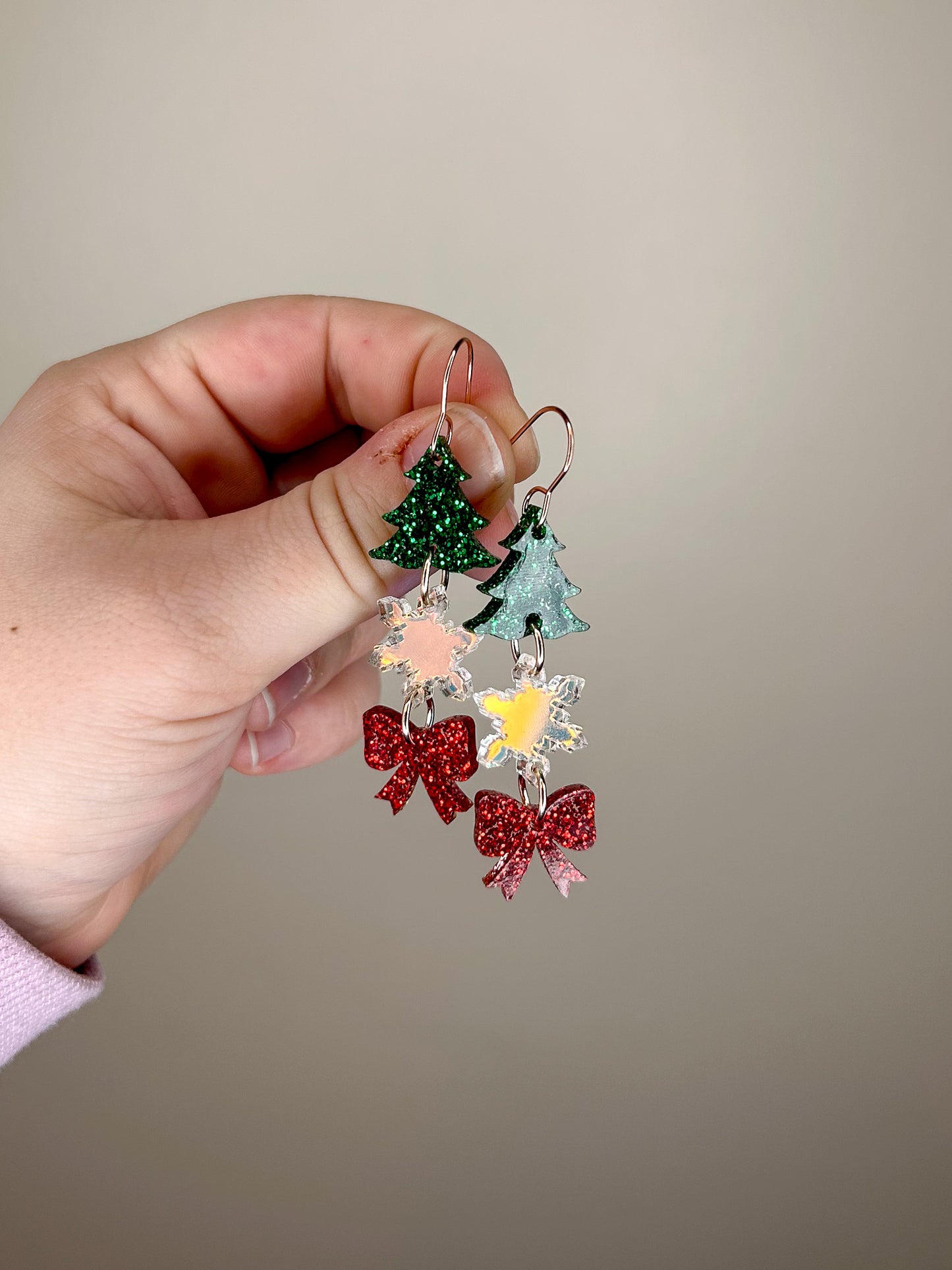 Christmas Bow Acrylic Earrings