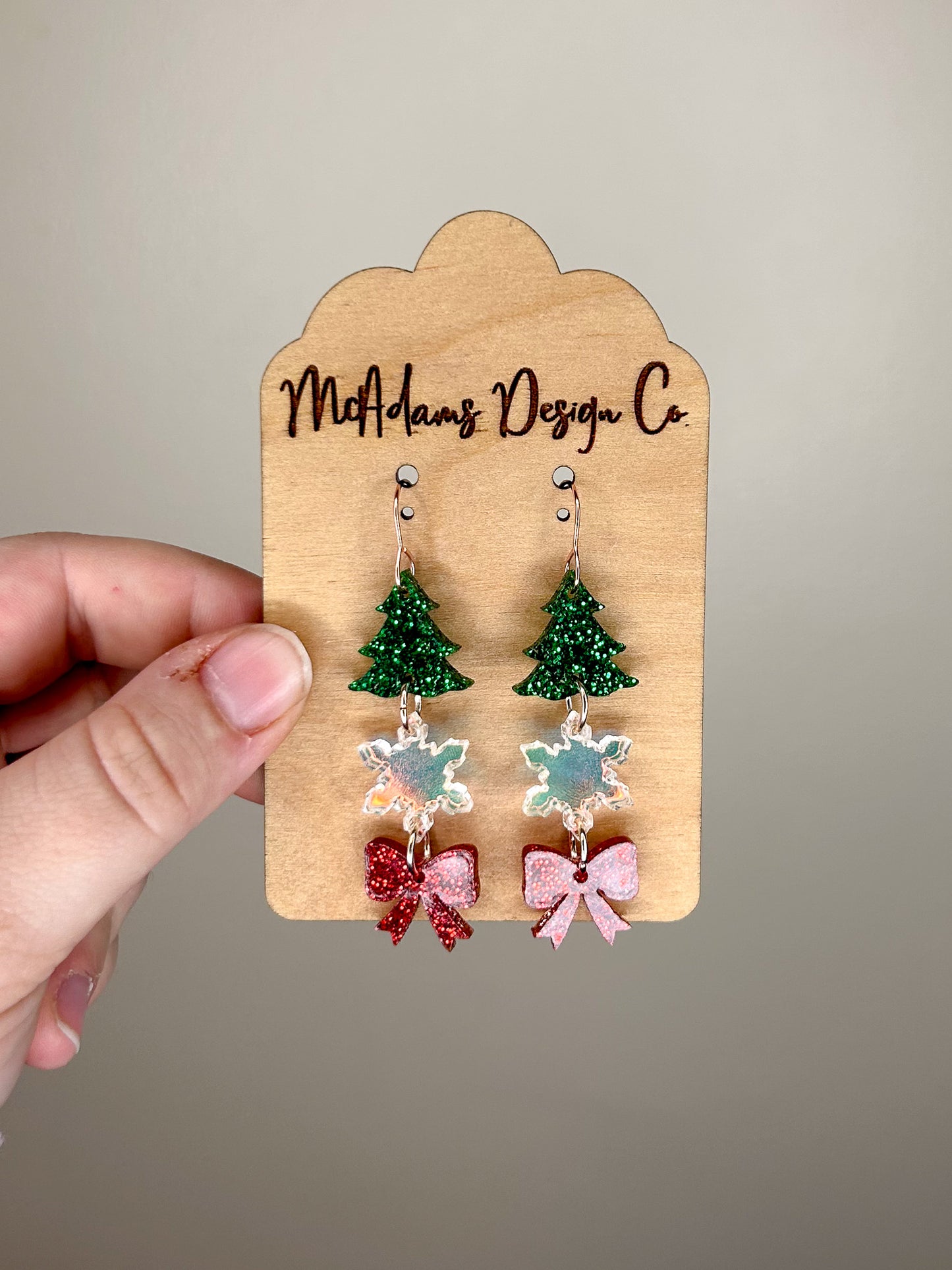 Christmas Bow Acrylic Earrings