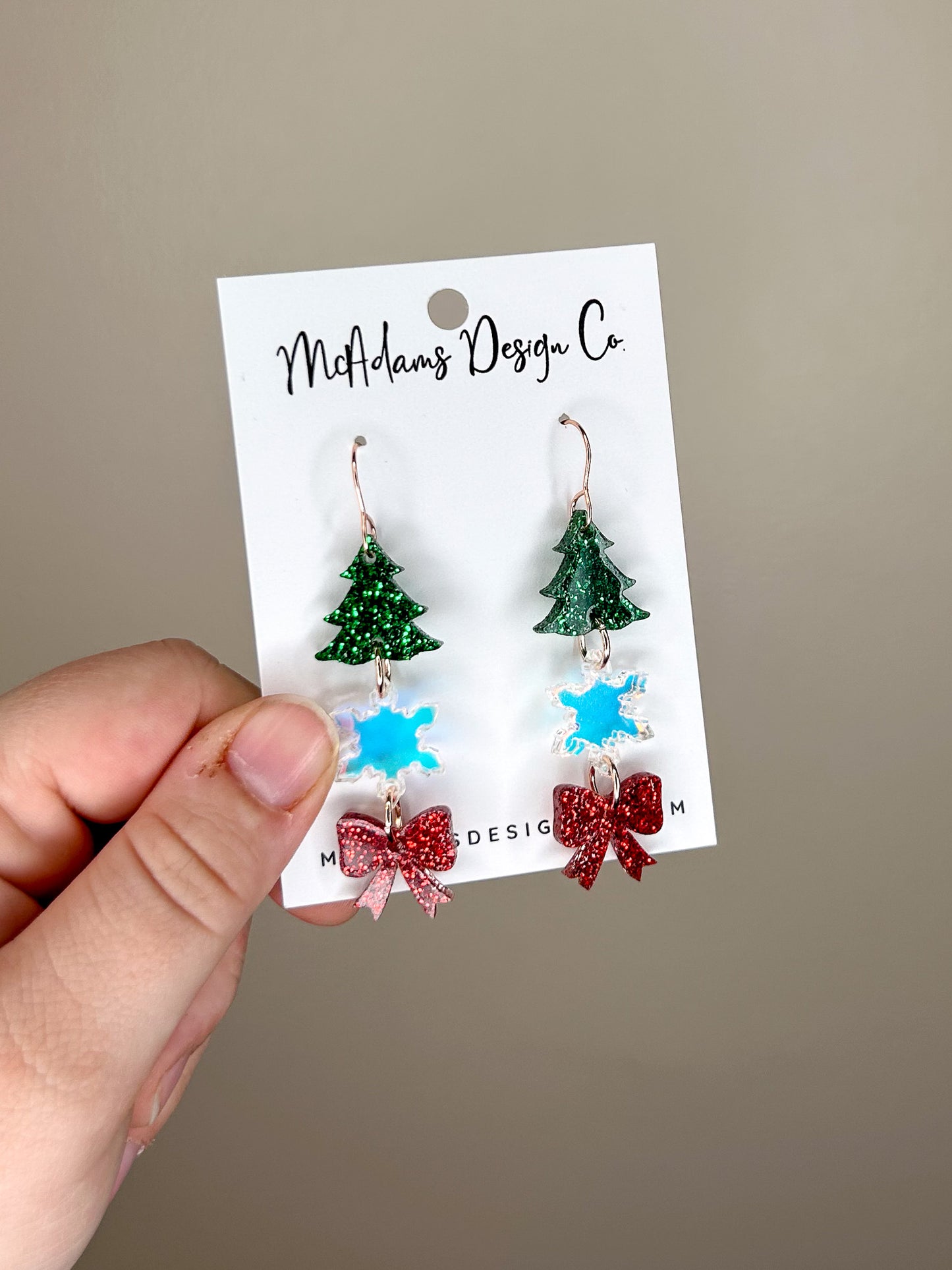 Christmas Bow Acrylic Earrings