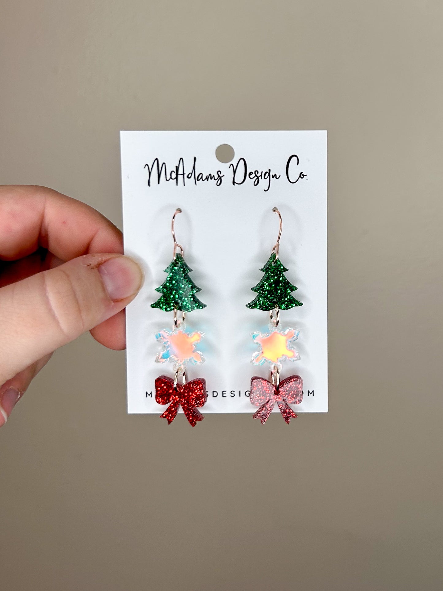 Christmas Bow Acrylic Earrings