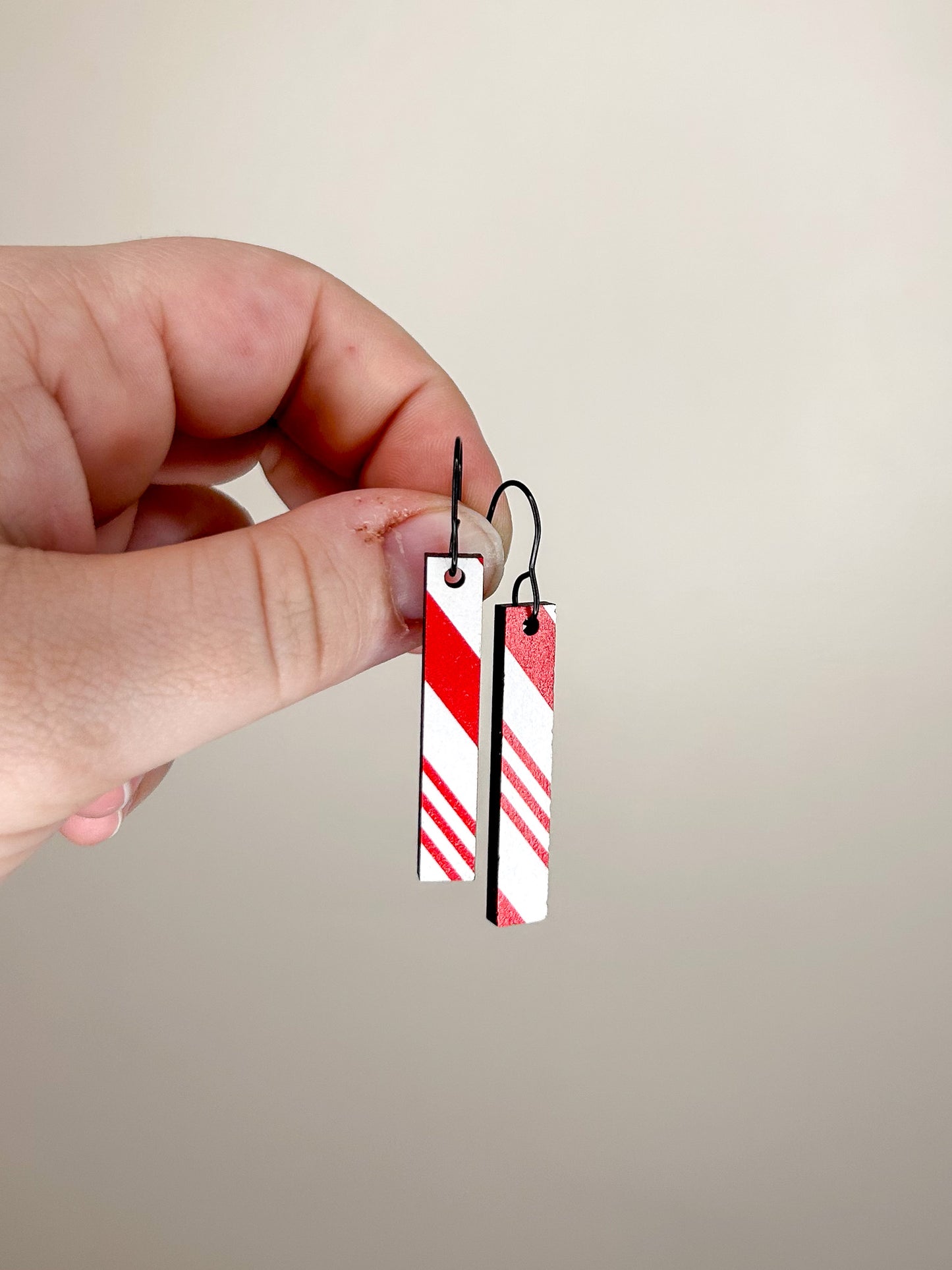 Candy Cane Bar Wooden Earrings