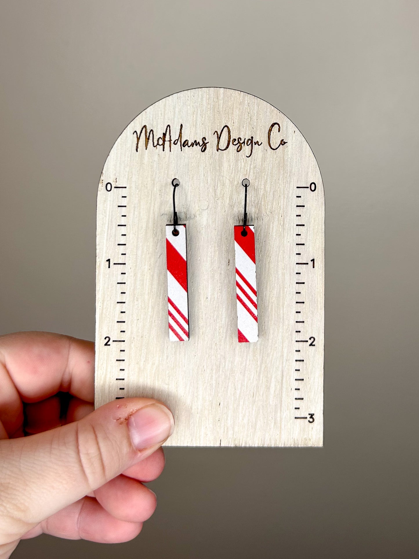 Candy Cane Bar Wooden Earrings