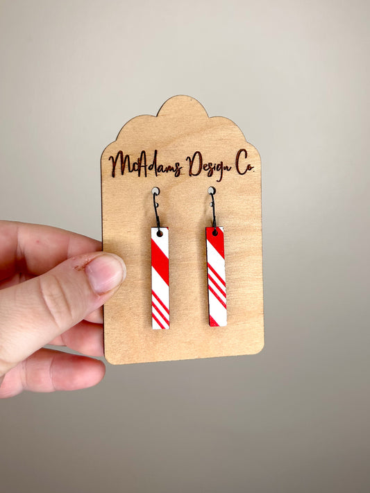 Candy Cane Bar Wooden Earrings